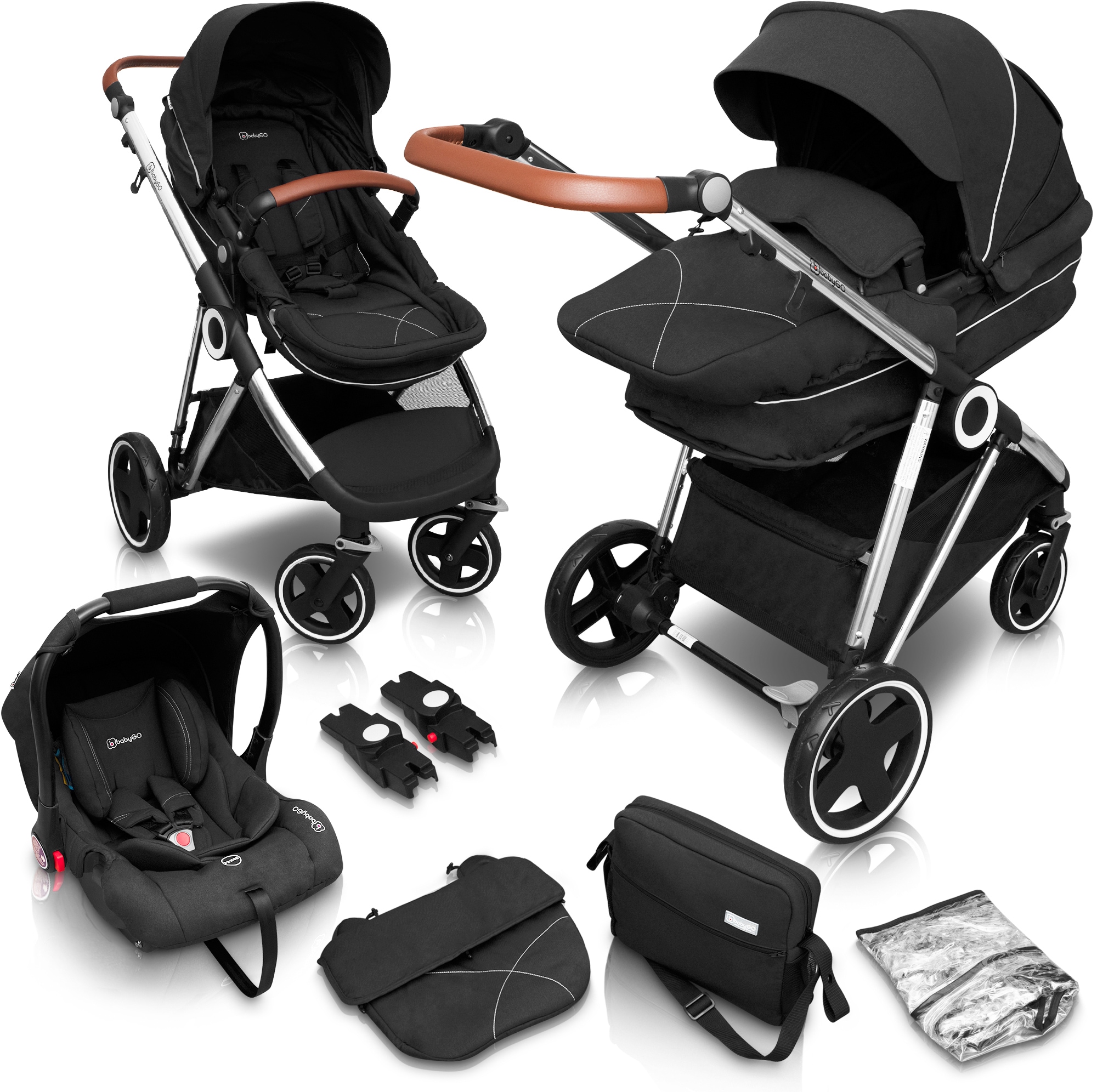 Kombi-Kinderwagen »Halime 3in1, Anthracite Silver«, inklusive Babywanne, Babyschale,...