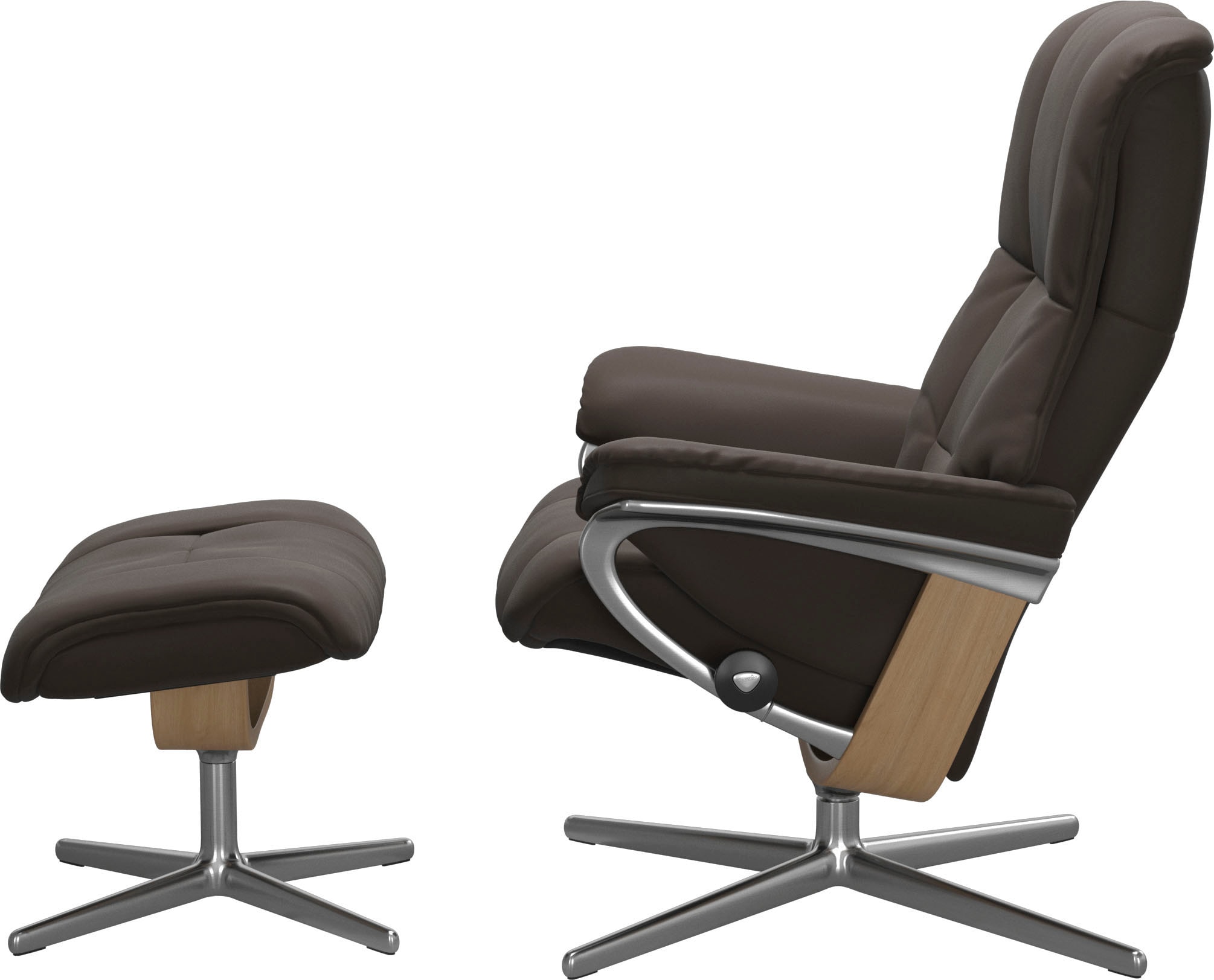 Stressless® Relaxsessel »Mayfair«, (Set, Relaxsessel mit Hocker), mit Hocker, mit Cross Base, Größe S, M & L, Holzakzent Eiche