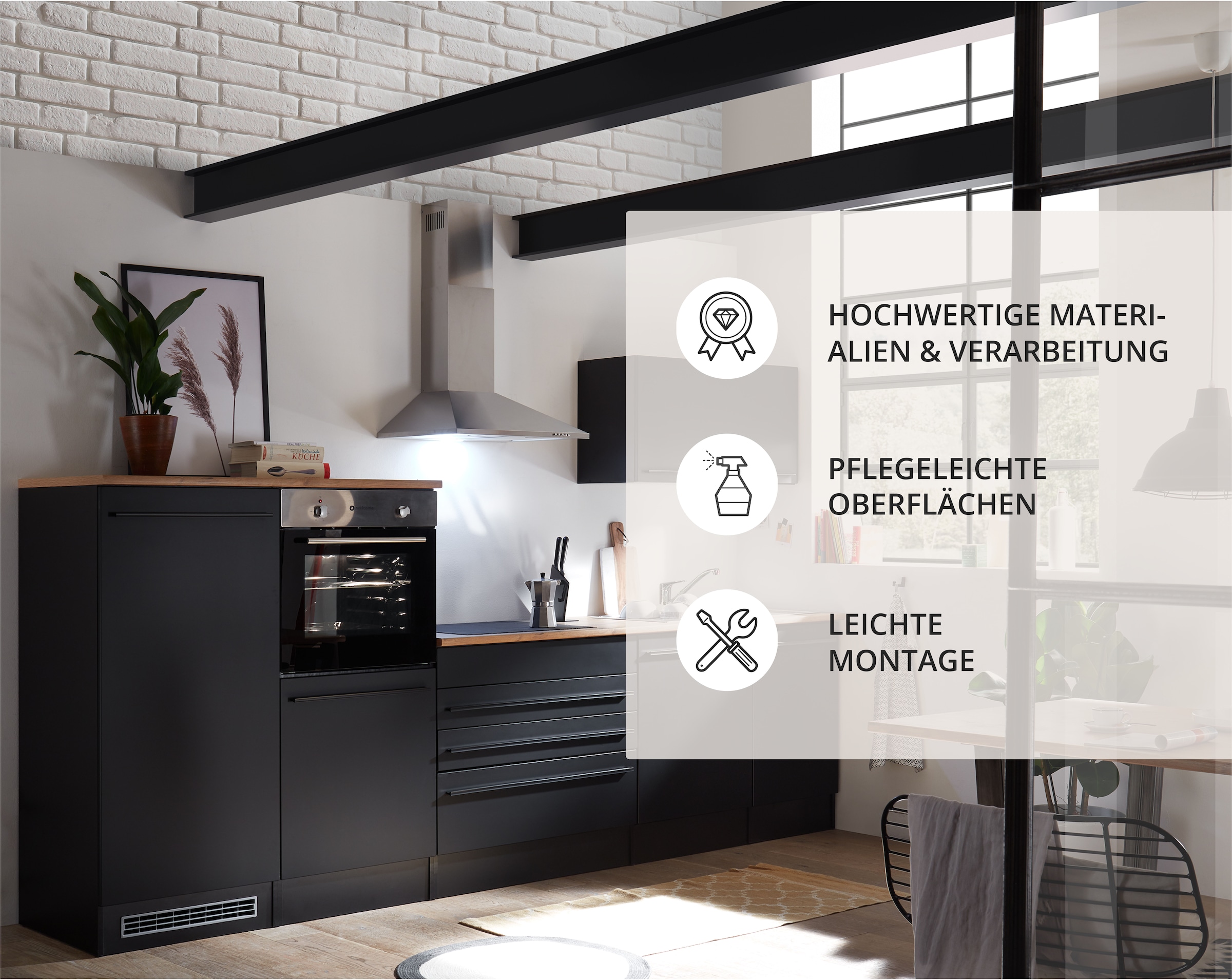 BASIC by Balculina Küchenzeile »Jazz«, Breite 320 cm, wahlweise mit E-Geräten