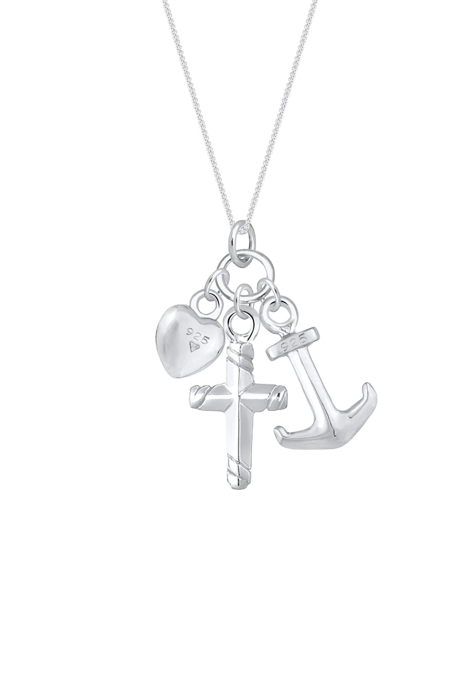 Elli Kette mit Anhänger »Halskette Kreuz Herz Anker Glaube Liebe 925 Silber«