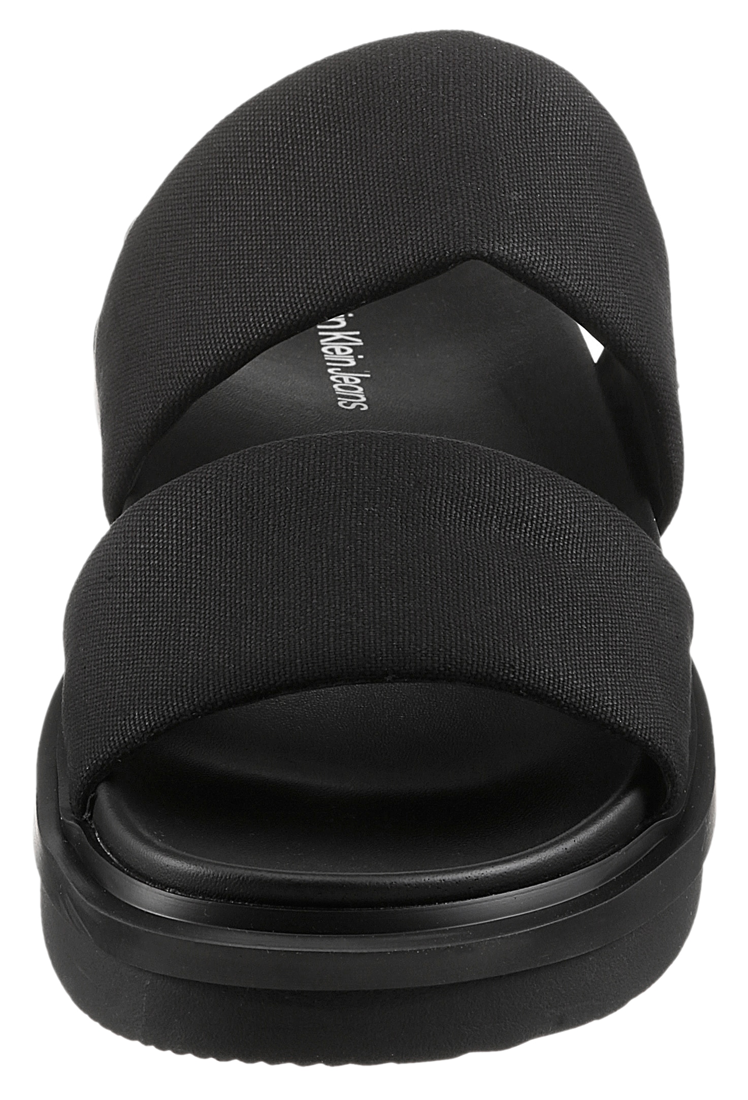 Calvin Klein Jeans Pantolette »FLAT MOLDED DBL BAR SANDAL CV«, Schlappen, Sommerschuh, Strandschuh, Poolslides zum Schlupfen