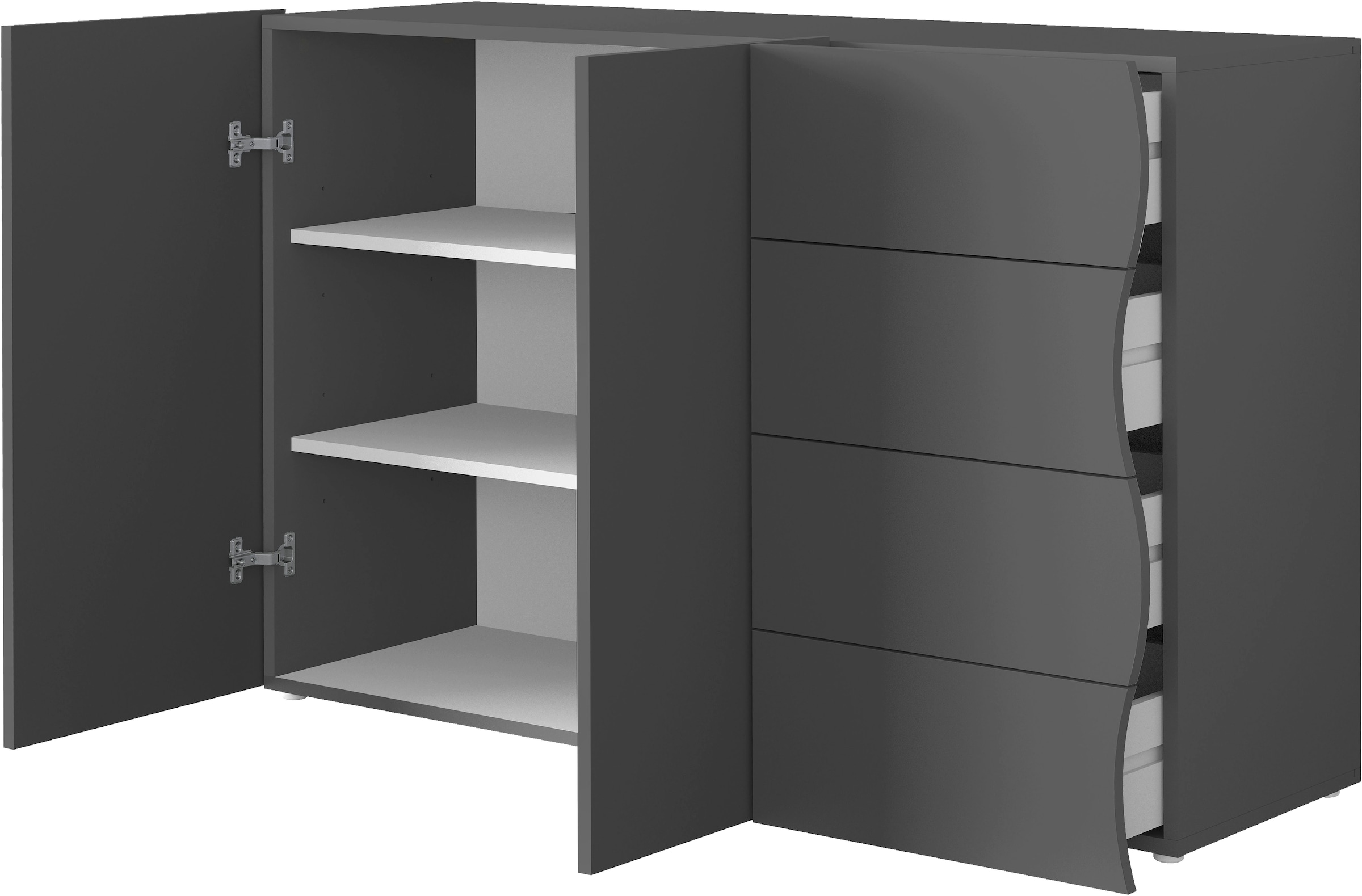 Home affaire Sideboard »Onda Aufbewahrungsschrank, Sideboard, mit 2 Türen, 4 Schubladen«