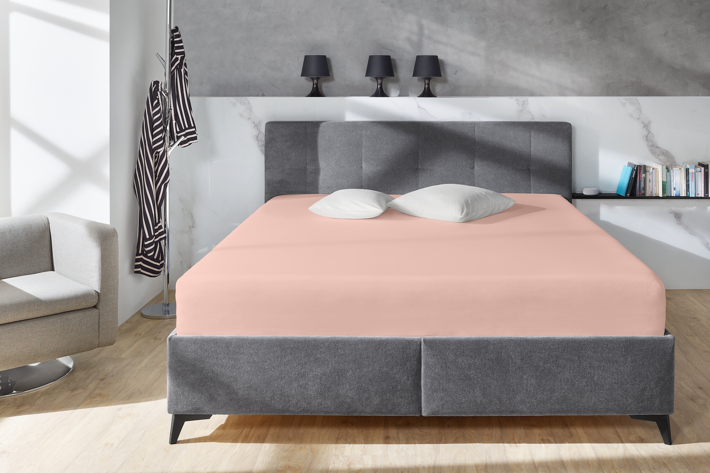 Primera Spannbettlaken »Elasthan-Feinjersey« PREMIUM, aus 95% gekämmter Baumwolle und 5% Elasthan, bis 28 cm Höhe