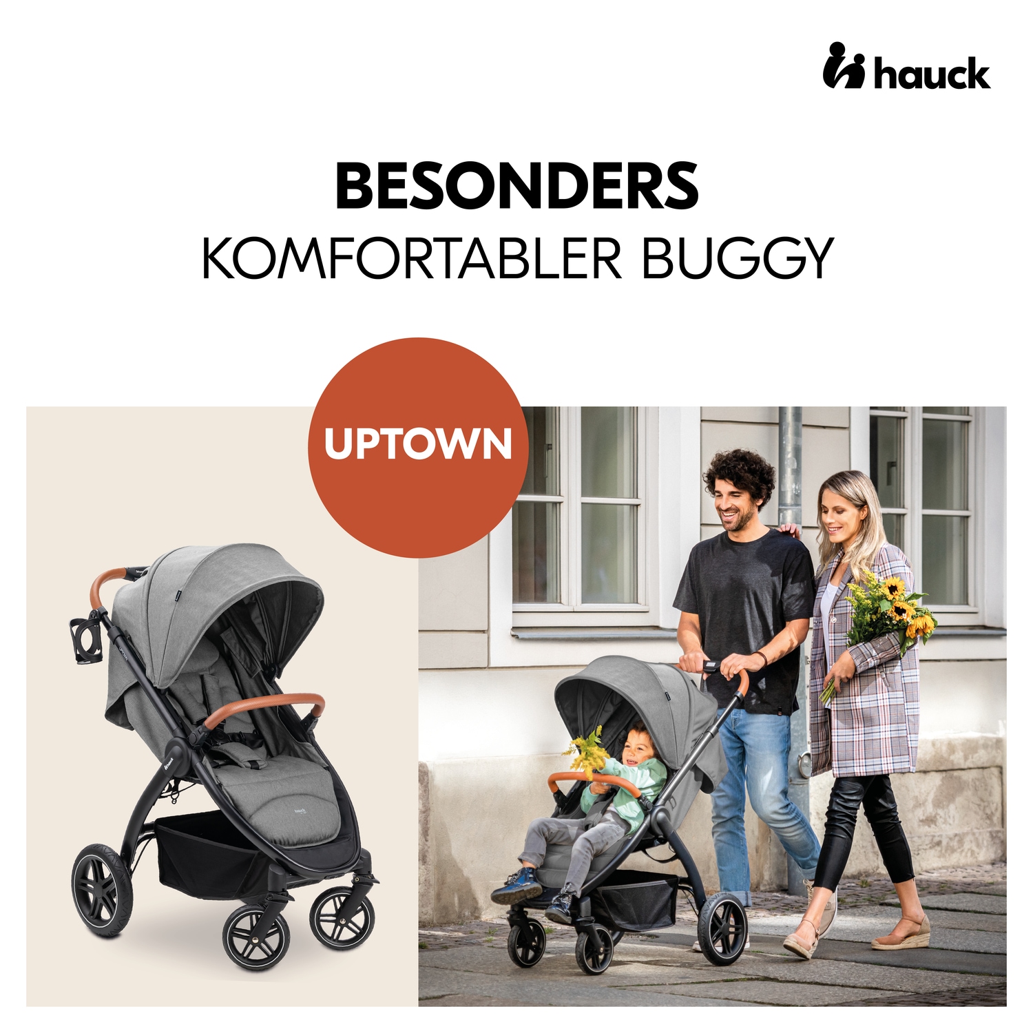 Hauck Kinder-Buggy »Uptown, Black Melange Grey«, 22 kg, bis 22 kg belastbar