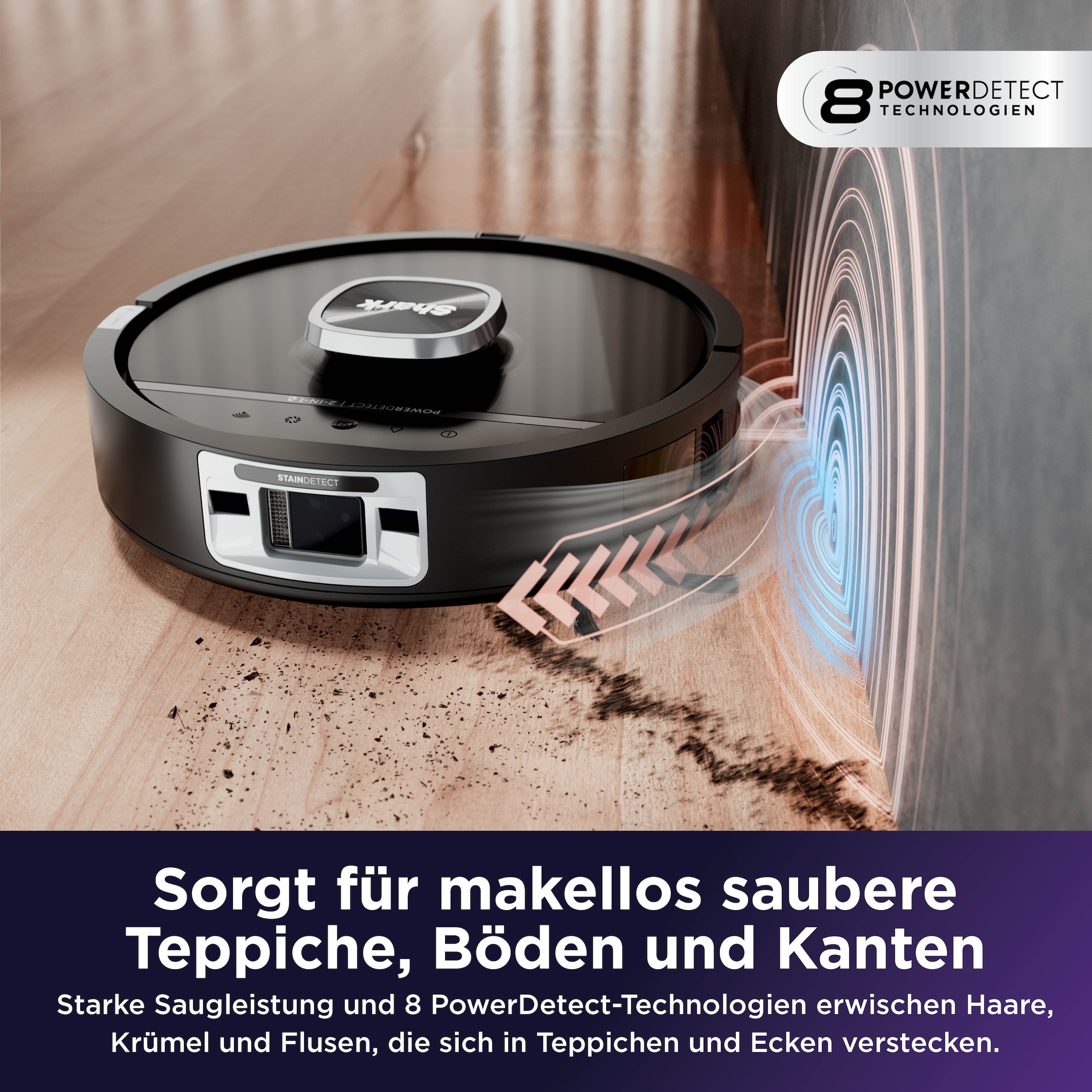 Shark Saugroboter »Shark PowerDetect UV Reveal 2-in-1 Saug- und Wischroboter RV3000XEEU« UV-Reveal-Technologie, 8 PowerDetect-Technologien