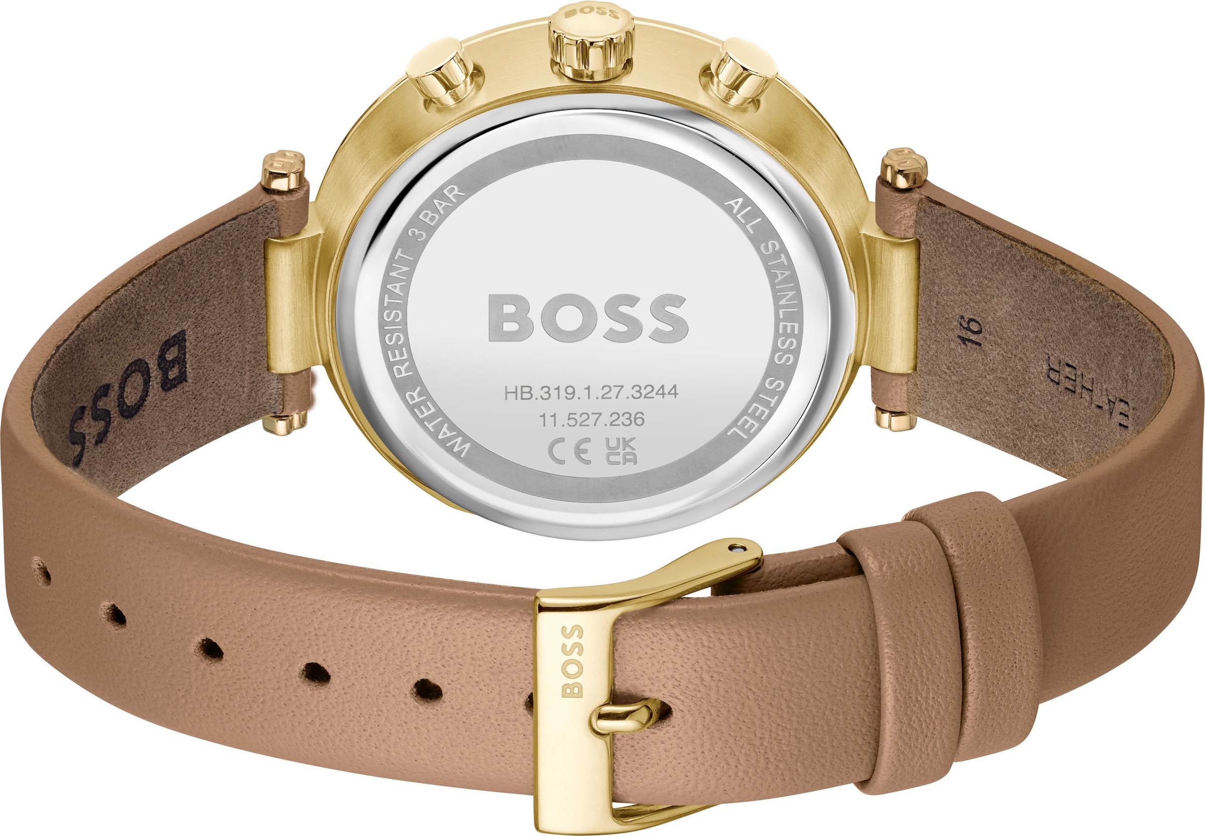 BOSS Multifunktionsuhr »MAJESTY SPORT«, Quarzuhr, Armbanduhr, Damenuhr, Lederarmband, analog