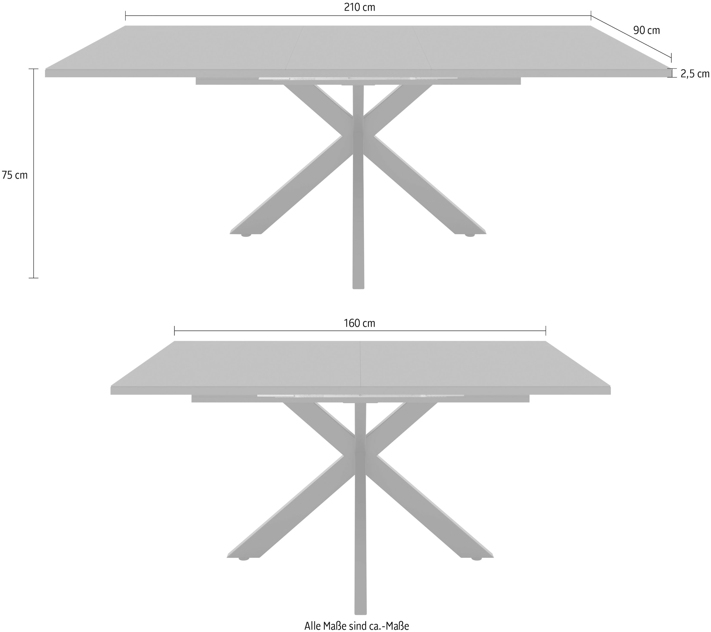 Mäusbacher Esstisch »Vitrum« Esstisch ausziehbar auf 210 cm, eckige Tischform, Gestell Sternform