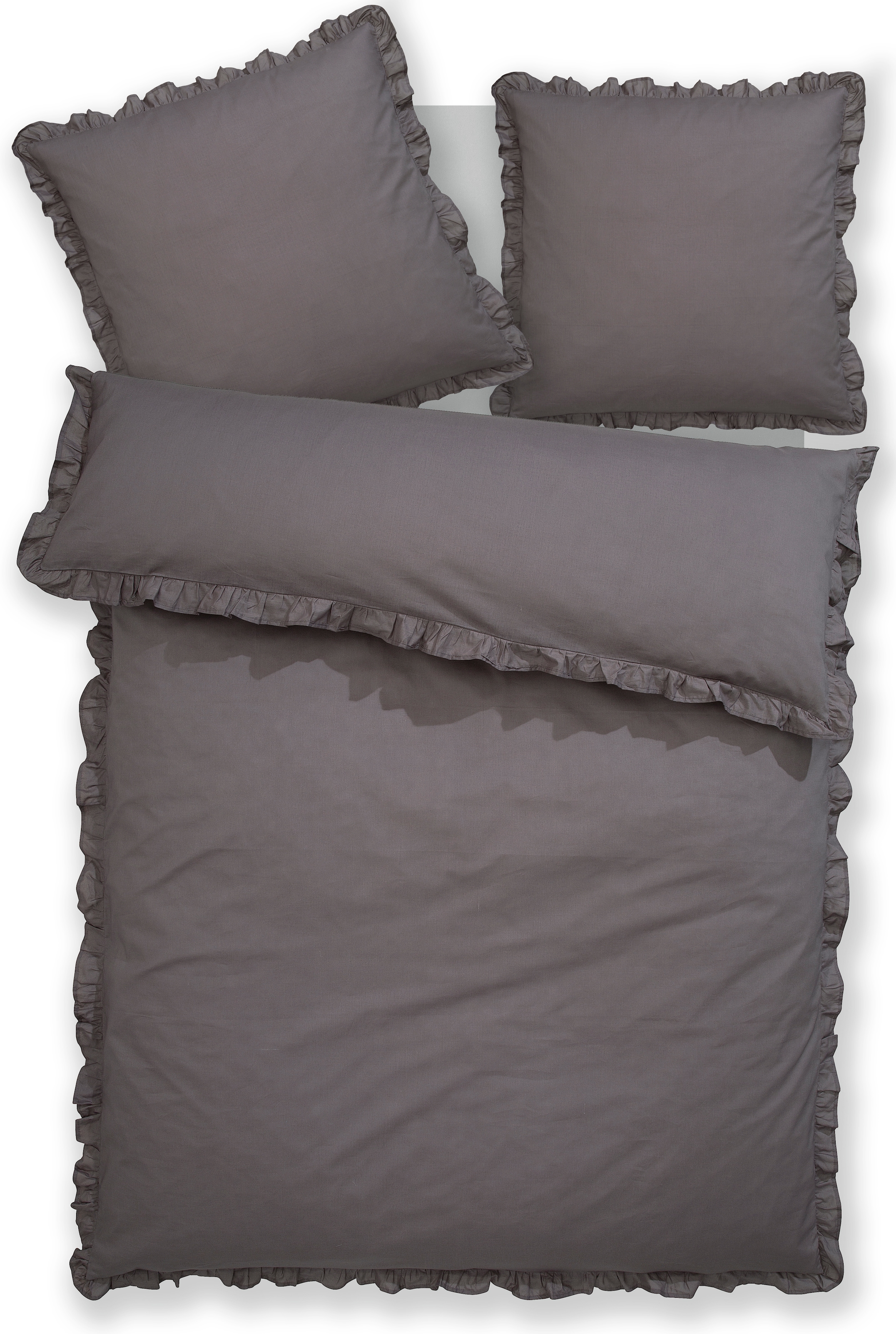 Home affaire Bettwäsche »Violetta in Gr. 135x200 oder 155x220 cm«, Bettwäsche aus Baumwolle, romantische Bettwäsche mit Volants