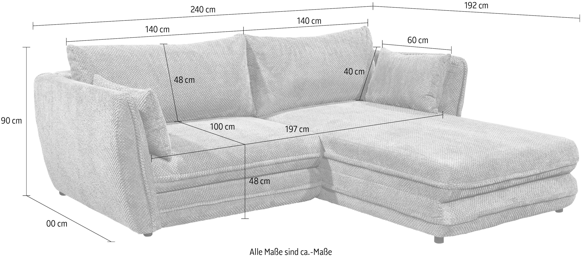 ED EXCITING DESIGN Ecksofa »Stanley L-Form«, frei im Raum stellbar, mit Schlaffunktion und Bettkasten