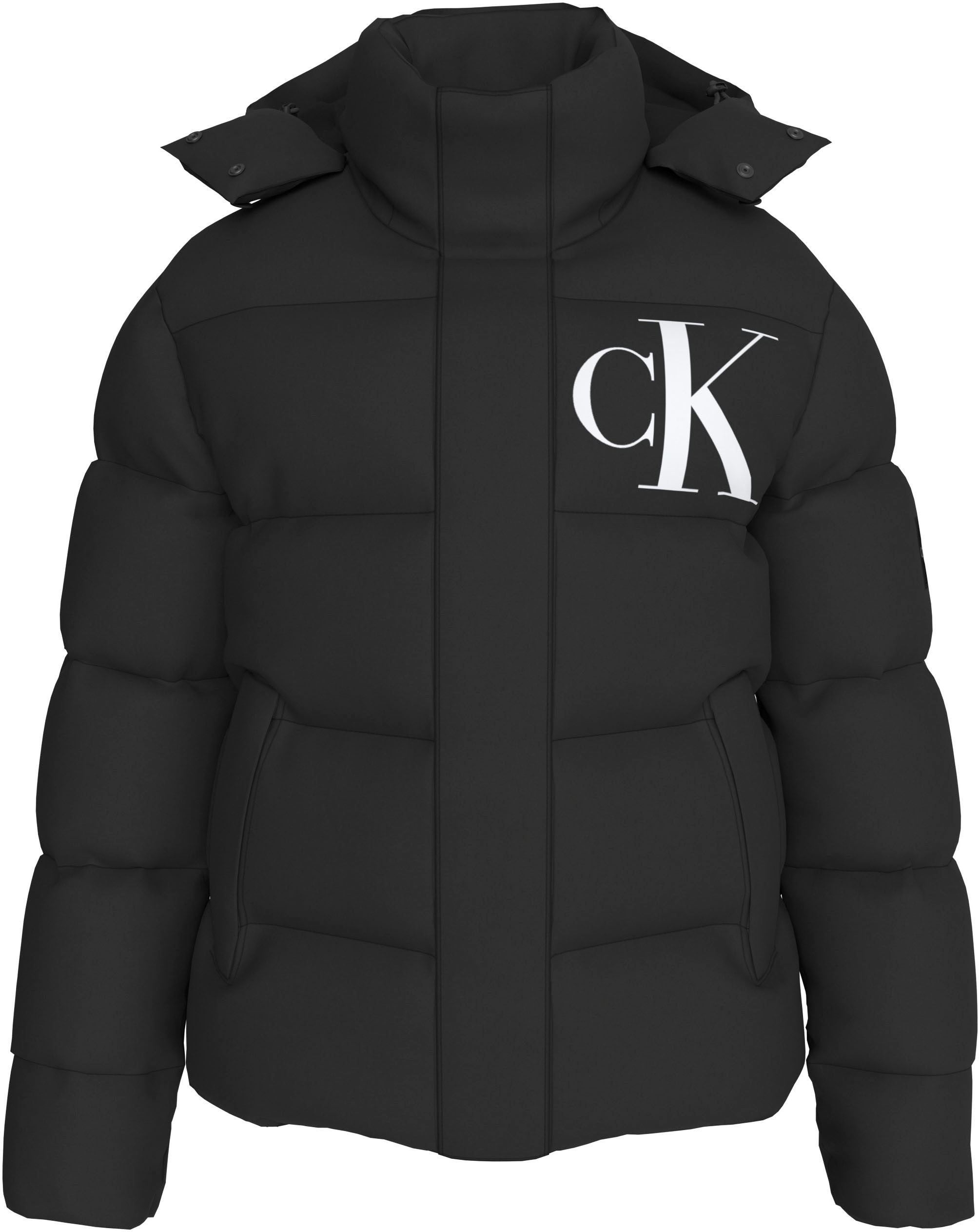 Calvin Klein Jeans Plus Outdoorjacke »Plus Essentials Non Down Jacket«, mit Kapuze, in Großen Größen mit Logoprägung