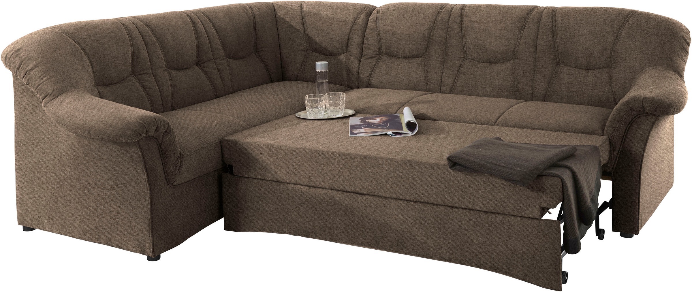 DOMO collection Ecksofa »Sarafina zeitlos und komfortabel, optional mit Federkern, L-Form«, wahlweise mit Bettfunktion