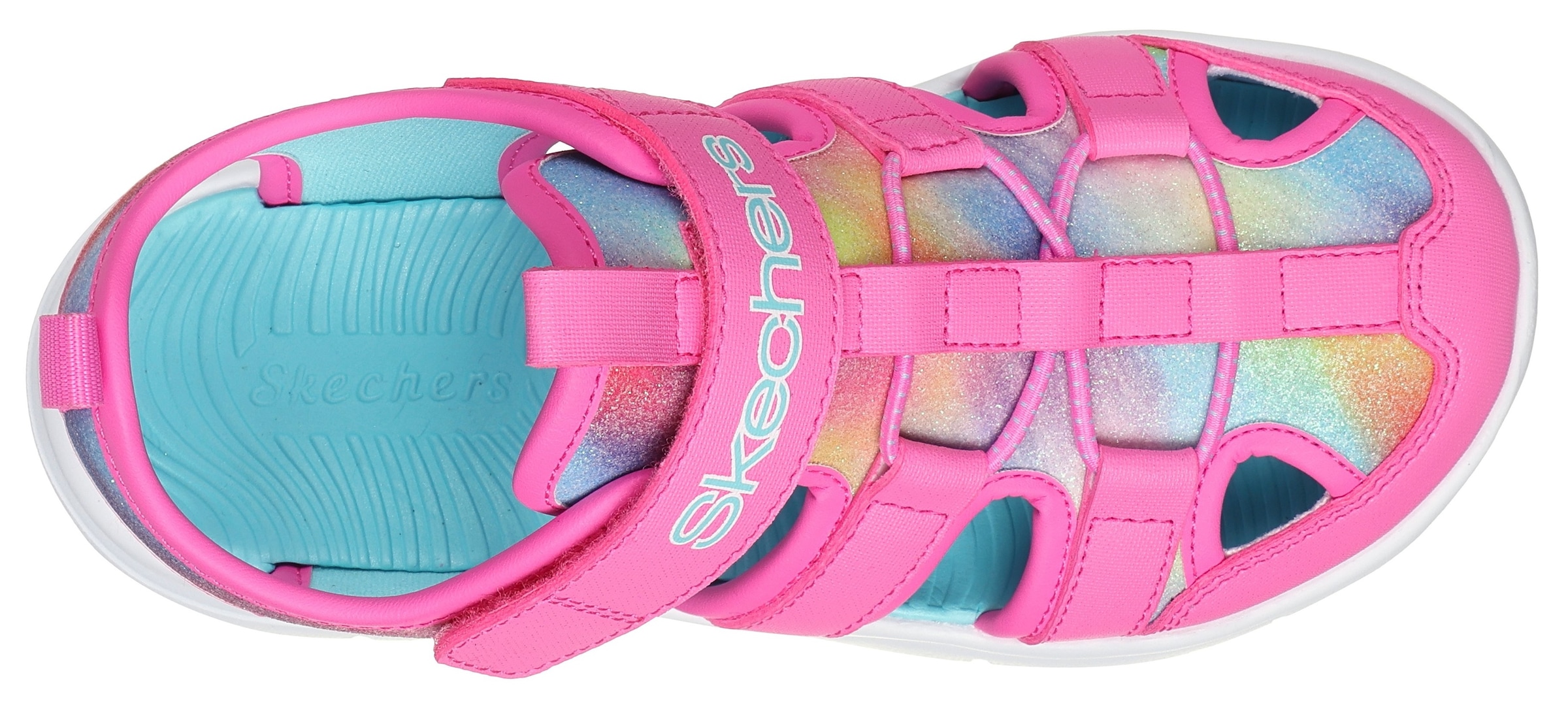 Skechers Sandale »FLEX SPLASH DAYLIGHT SHIMMER«, Klettschuh mit Glitzer, Größenschablone zum Download