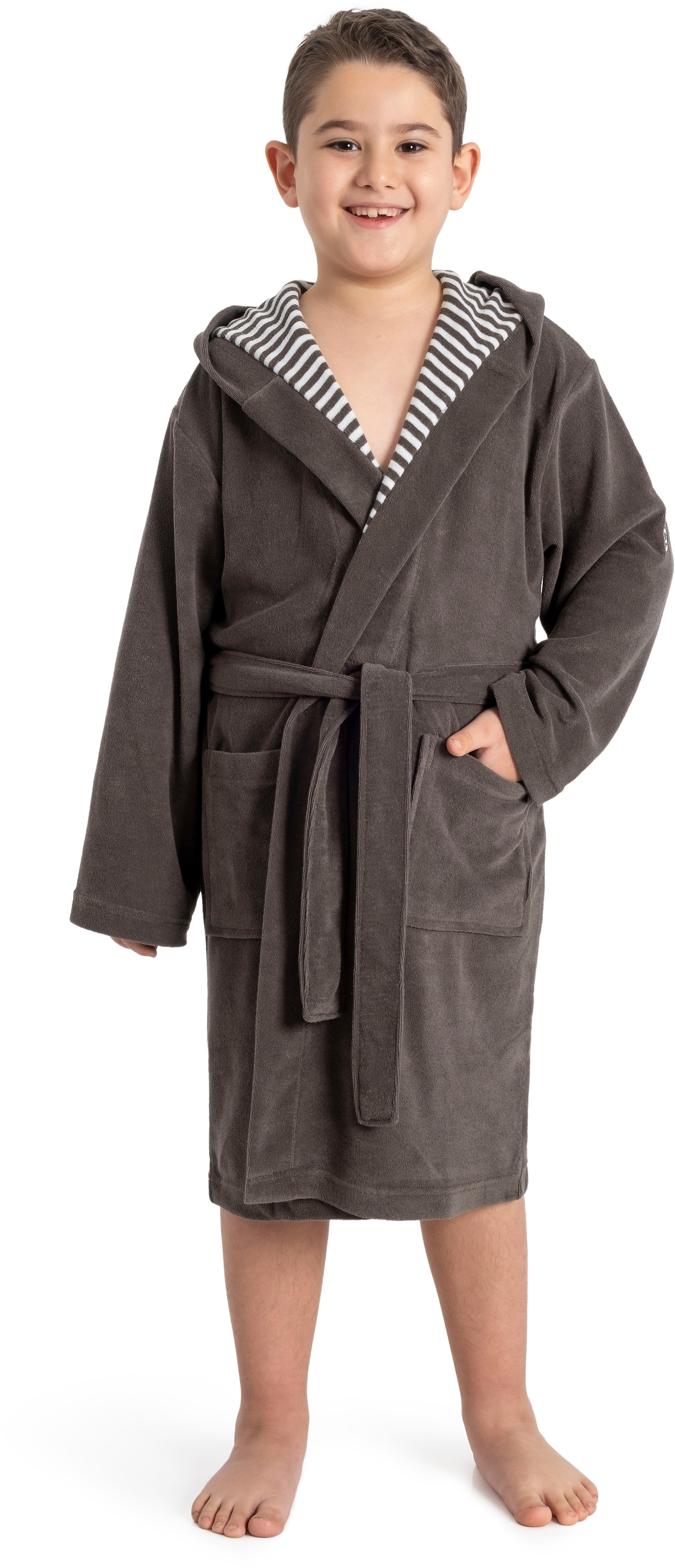 KangaROOS Kinderbademantel »Dalia, Ideal für Zuhause, Schwimmbad oder im Urlaub« 1 Stk. Uni-Farben mit Streifen