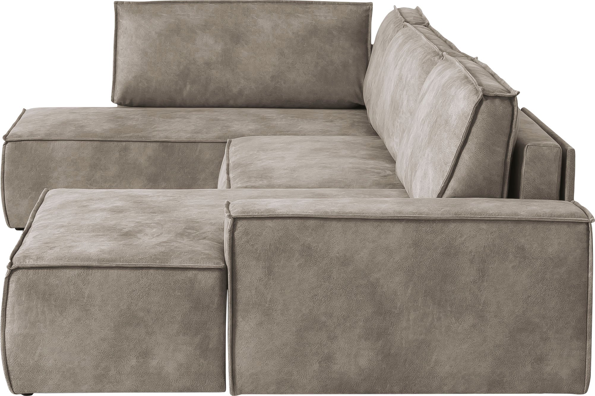 Home affaire Wohnlandschaft »SHERWOOD 329 cm, U-Form, Schlafsofa,«, Schlaffunktion m. Bettkasten (194x139 cm), Cord, Vintage, Samtvelours