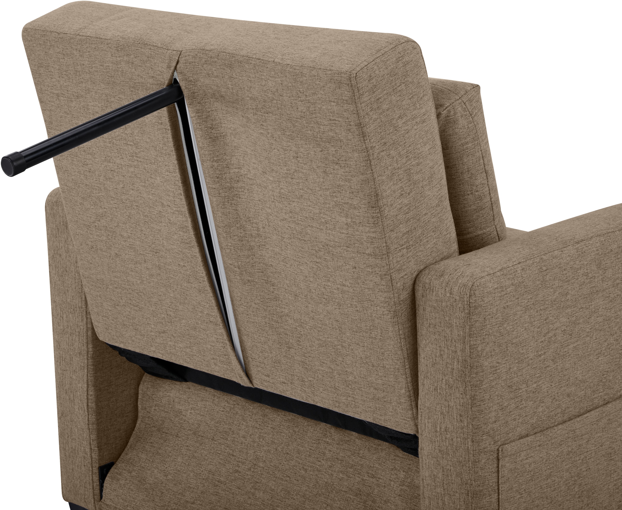 OTTO home Sessel »TYLLI, 91 cm, wandelbar zum Gästebett, Schlafliege, klappbar« verstellbarer Rückenlehne, Klappmechanismus, Webstoff