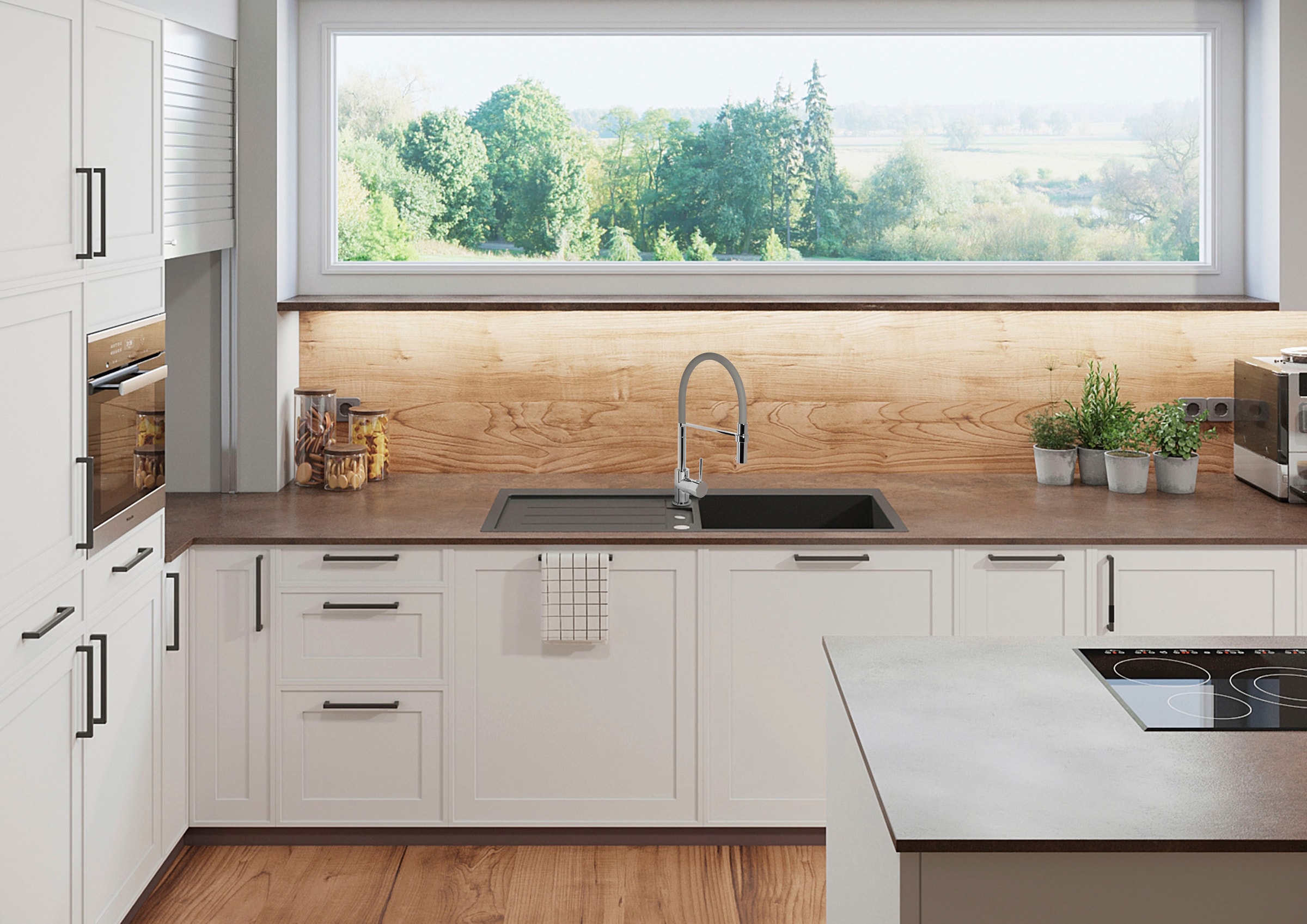 CORNAT Spültischarmatur »Druckgusskörper, chrom - 360° schwenkbarer Silikon-Auslauf« Mit Brause-Arretierung/ Hochdruck-Armatur/ Küchenarmatur /Wasserhahn