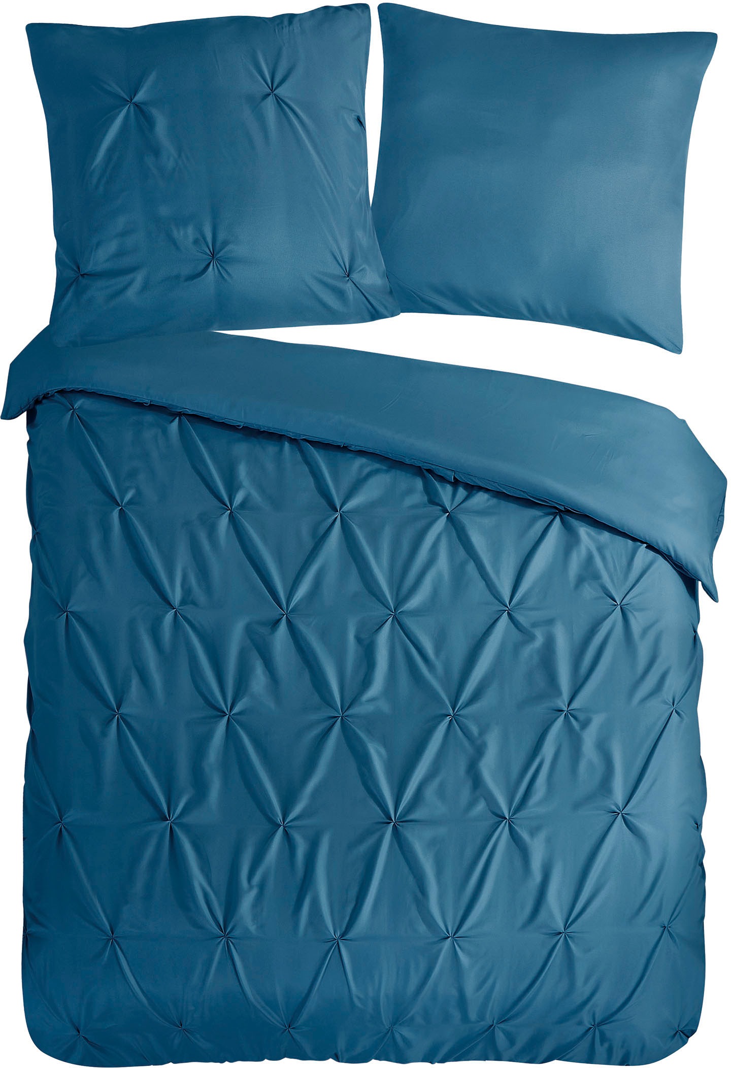 PURE luxury collection Bettwäsche »Elegance«, Mikrofaser, Uni, Stickerei, luxuriöse Falten, Reißverschluss, Grün