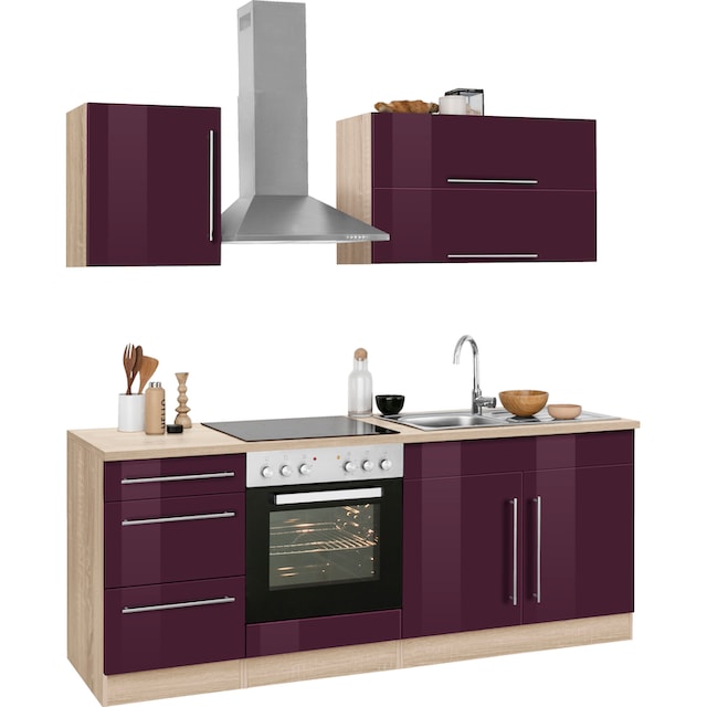 HELD MÖBEL Küchenzeile »Samos«, mit E-Geräten, Breite 210 cm mit  Stangengriffen aus Metall auf Raten kaufen