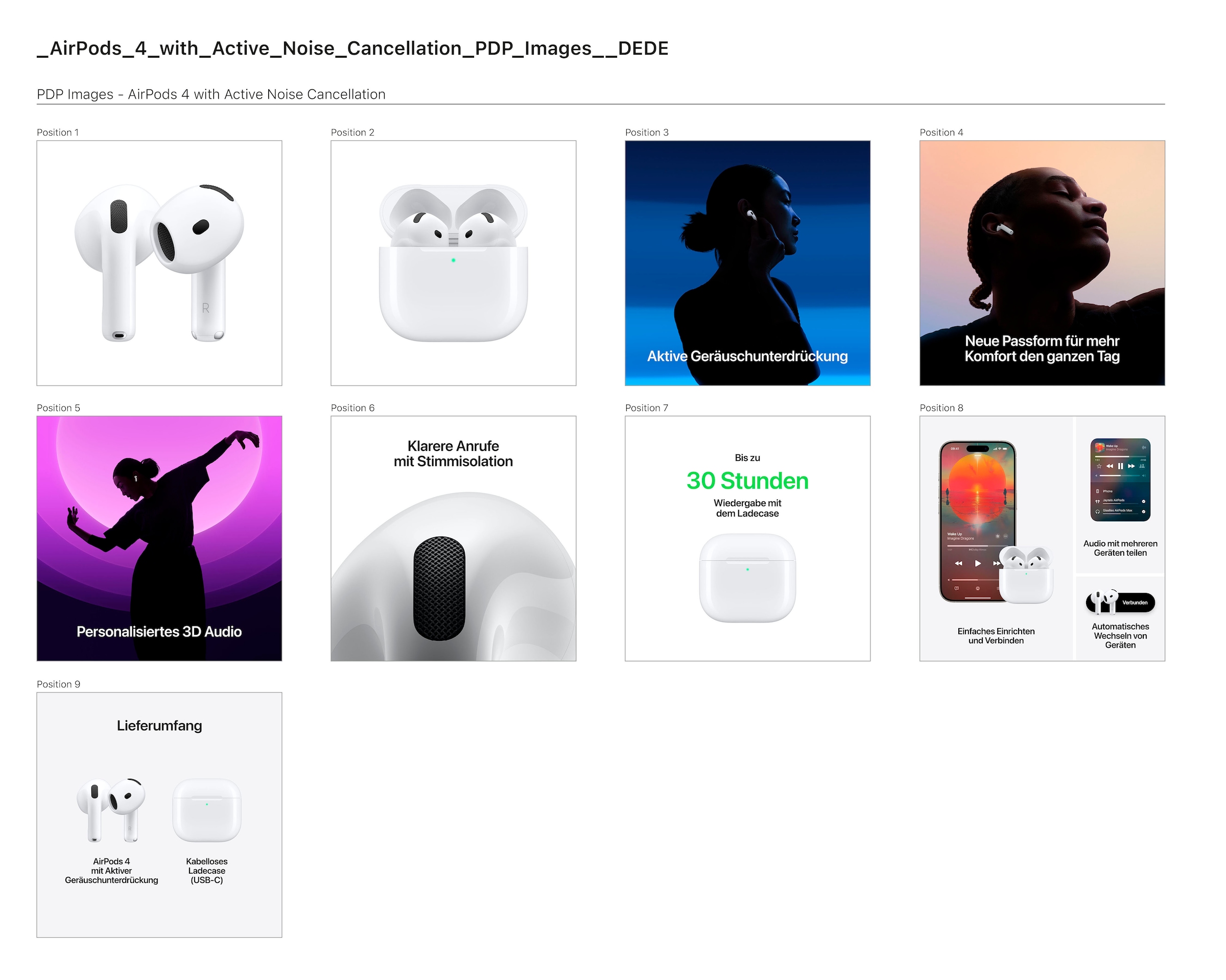 Apple wireless In-Ear-Kopfhörer »AirPods 4 ANC«, Bluetooth, Transparenzmodus-kompatibel mit Siri-integrierte Steuerung für Anrufe und Musik