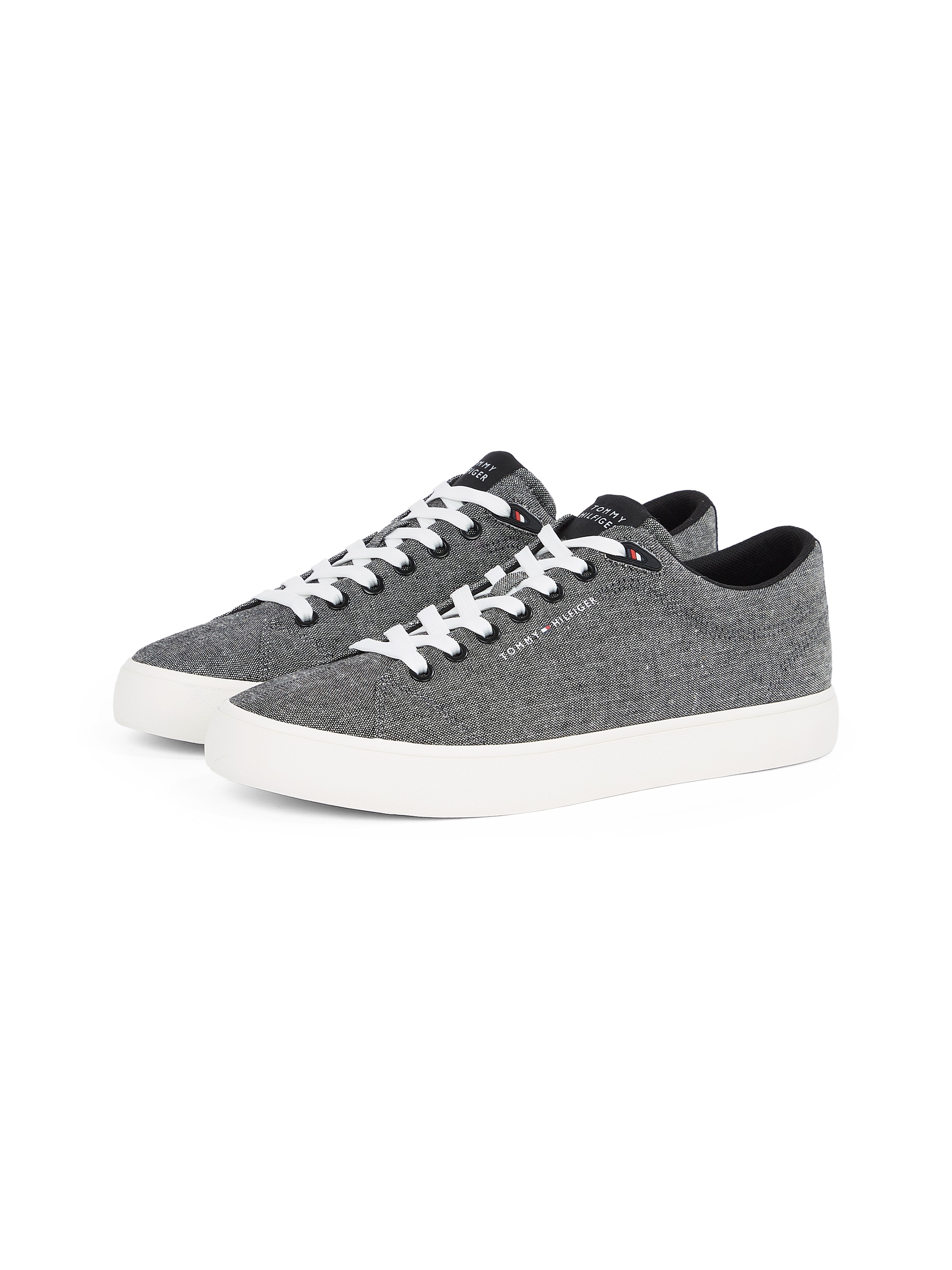 Tommy Hilfiger Sneaker »TH HI VULC LOW CORE CHAMBRAY«, Freizeitschuh, Halbschuh, Schnürer in melierter Optik