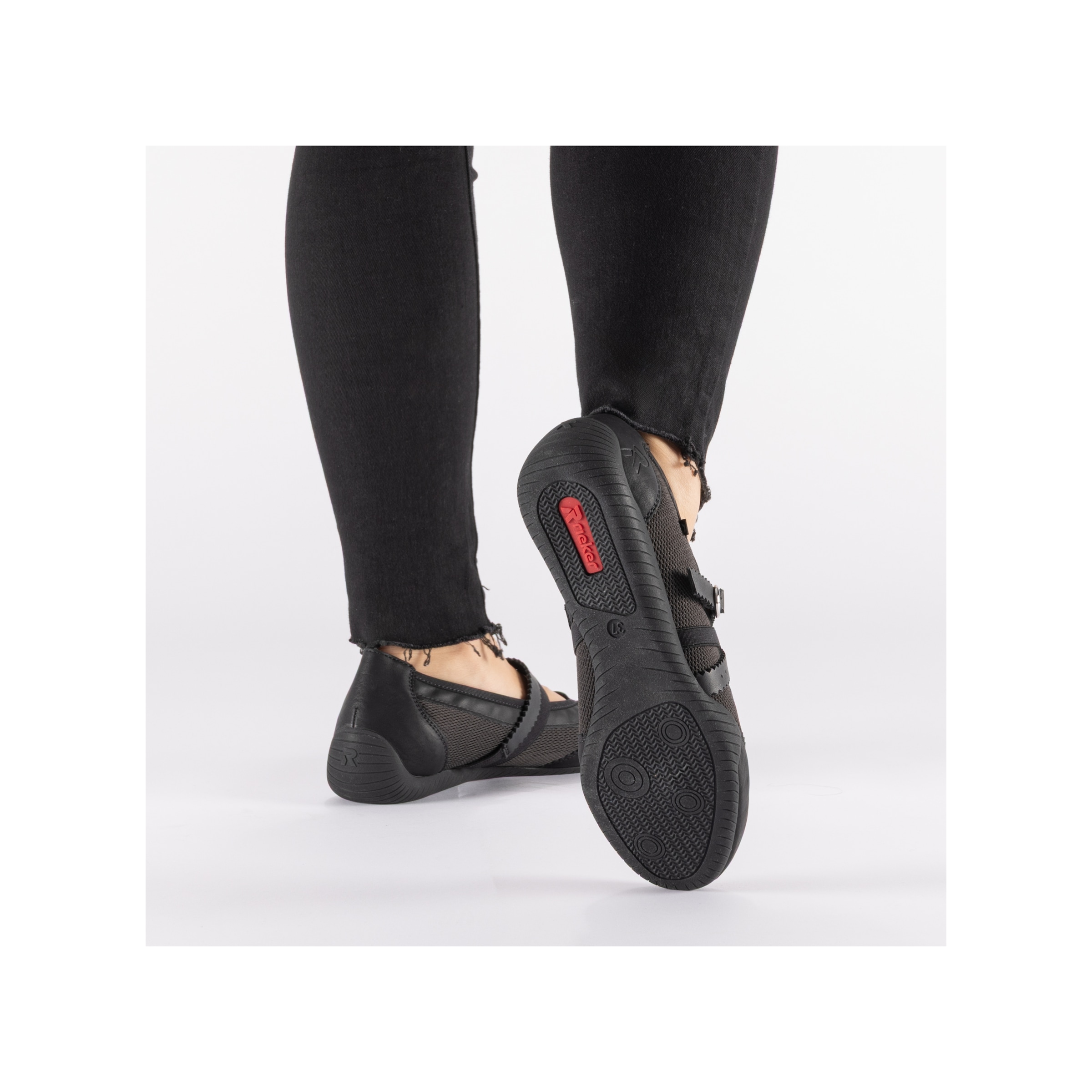 Rieker Riemchenballerina  Schlupfschuh, Flats, Slipper mit Mesheinsatz