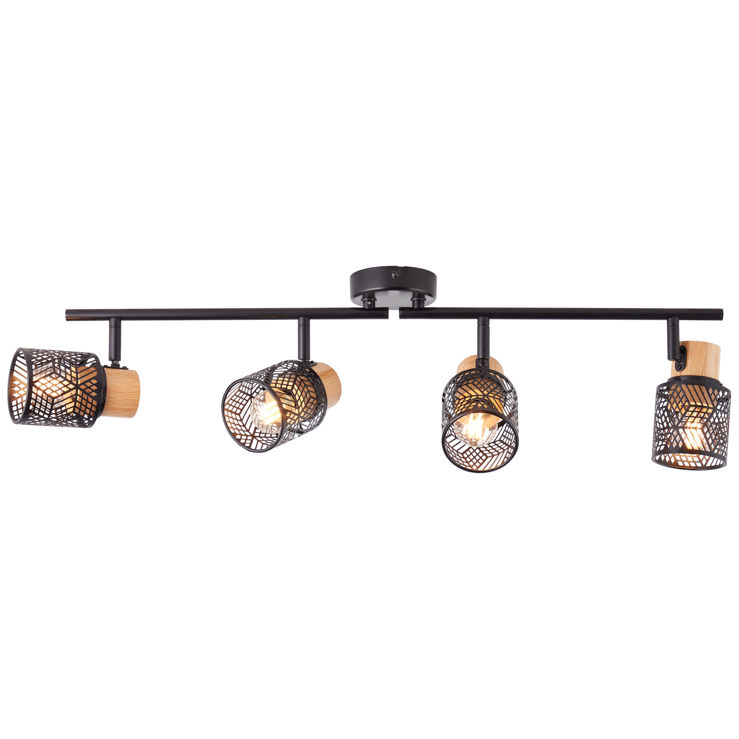 Brilliant Deckenstrahler »Santy«, 4 flammig, Leuchtmittel E14 | ohne Leuchtmittel, schwenkbar, 20 x 76 x 7 cm, E14, Metall/Bambus, schwarz/natur