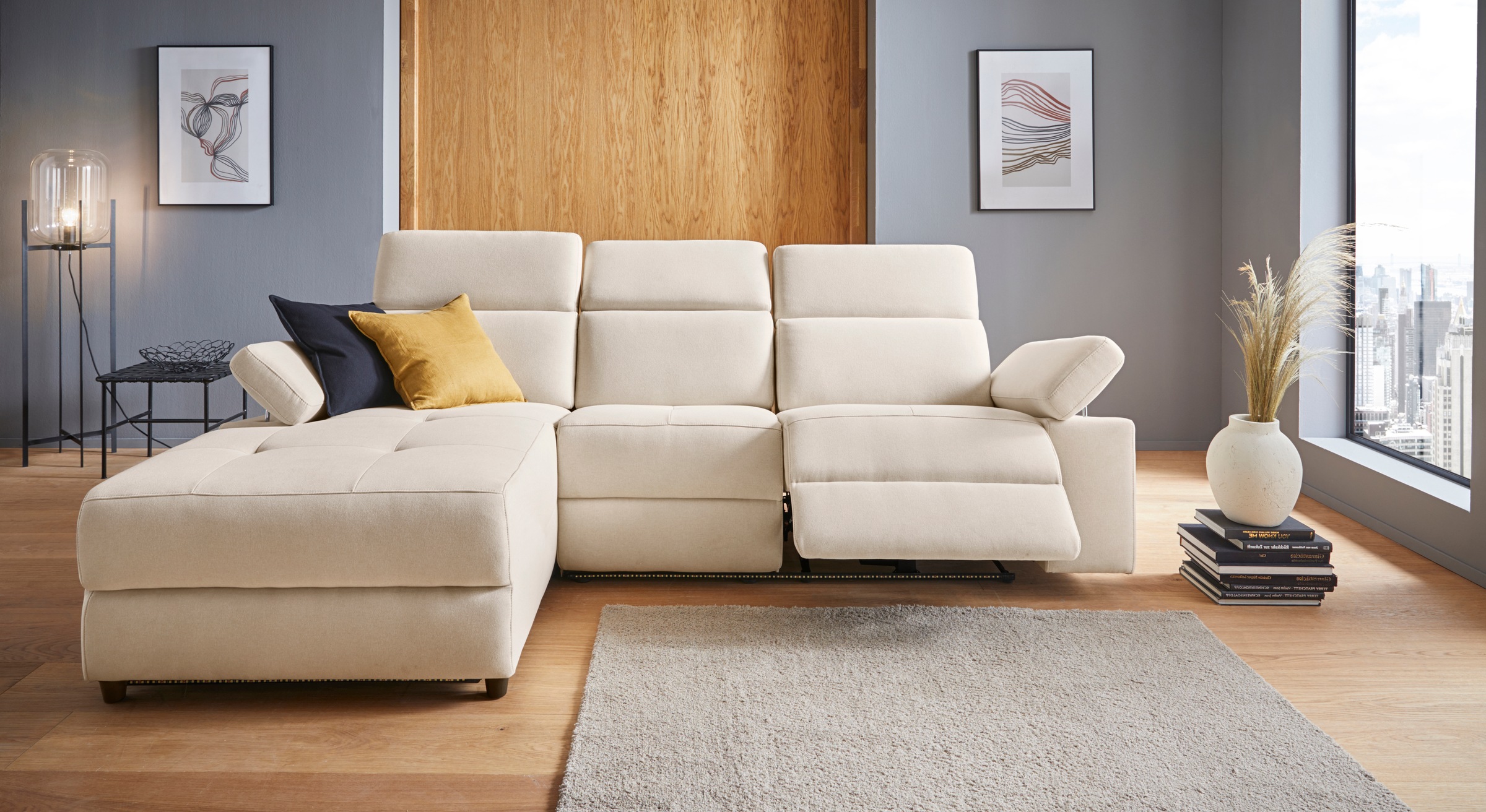 Places of Style Ecksofa »Kilado, L-Form,«, mit Relaxfunktion, verstellbarer Armlehne, Kopfteilverstellung