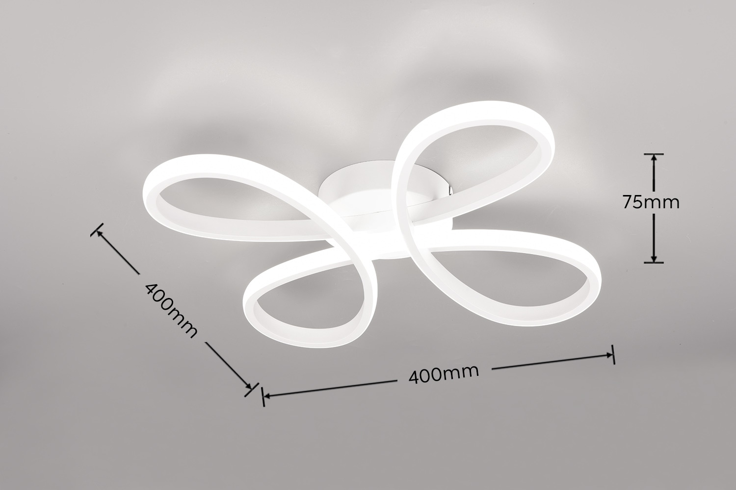 TRIO Leuchten LED Deckenleuchte »FLY, Deckenlampe LED 22W 2600 Lumen kaltweiß 4000K 3-Stufen dimmbar« LED-Board 1 Stk. Kaltweiß Maße 40x40 cm, LED Band Schleife Deckenlampe Schlafzimmer Wohnzimmer