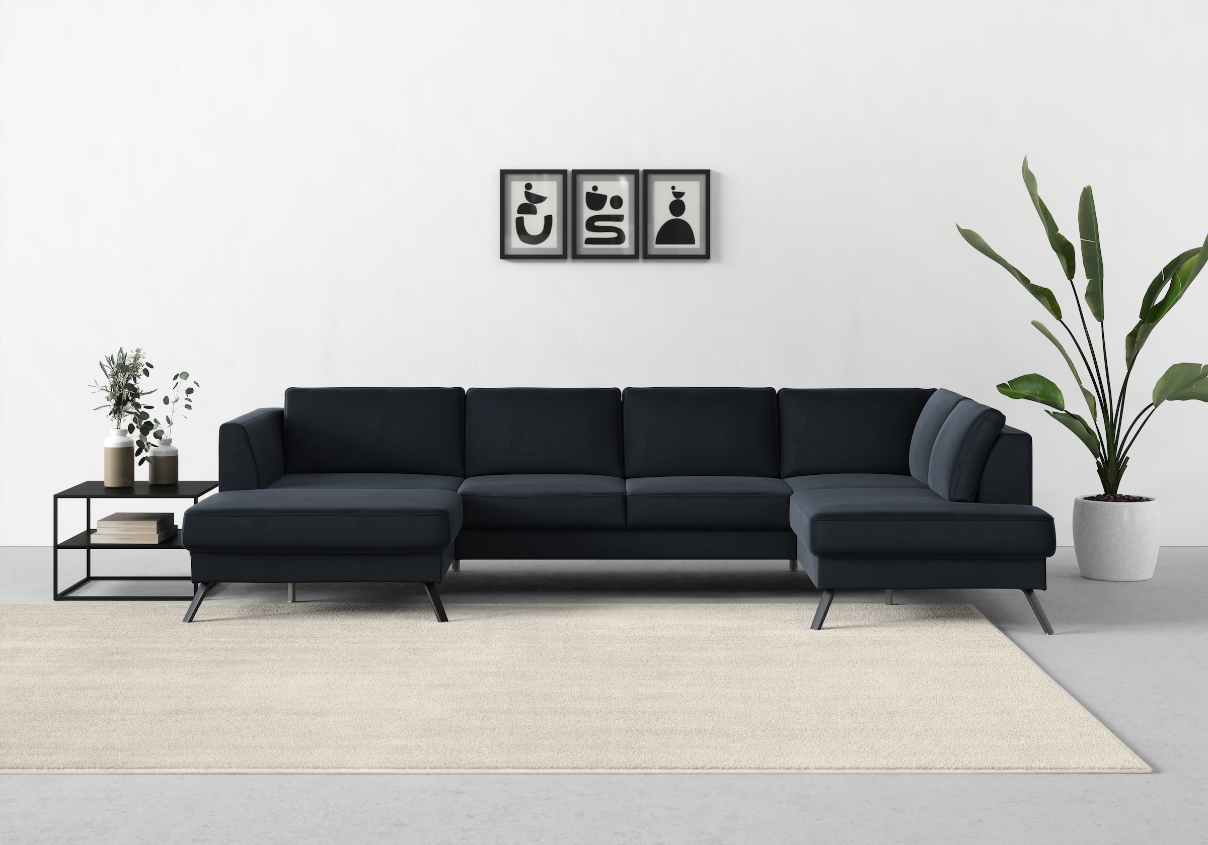 sit&more Wohnlandschaft »Lindholm U-Form«, mit Sitztiefenverstellung und Federkern