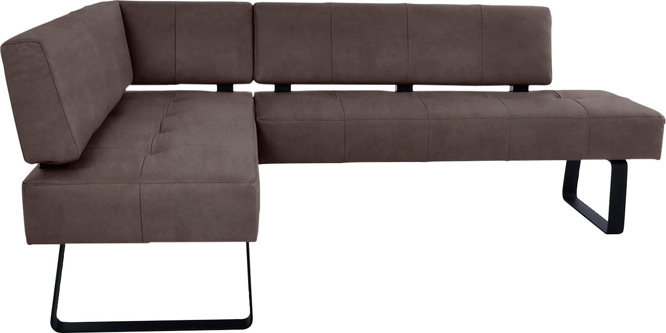 K+W Komfort & Wohnen, Eckbank »Spider II« Sitzsteppung, bequem durch Sandwichbauweise, 2 Stellmaße, darkbrown 79 + schwarz,
