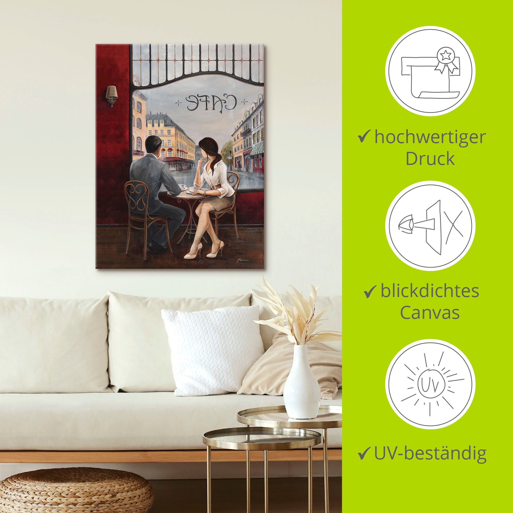Artland Wandbild »Café«, Restaurant & Cafés, (1 St.), als Alubild, Outdoorbild, Leinwandbild, Poster, Wandaufkleber