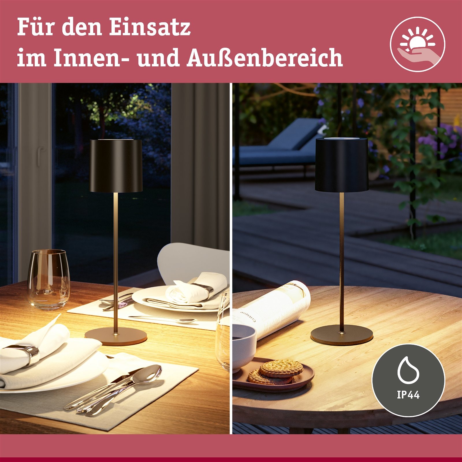 Paulmann LED Außen-Tischleuchte »Mobile Tuni IP44 2700K dimmbar 2,8W USBC«, 1 flammig