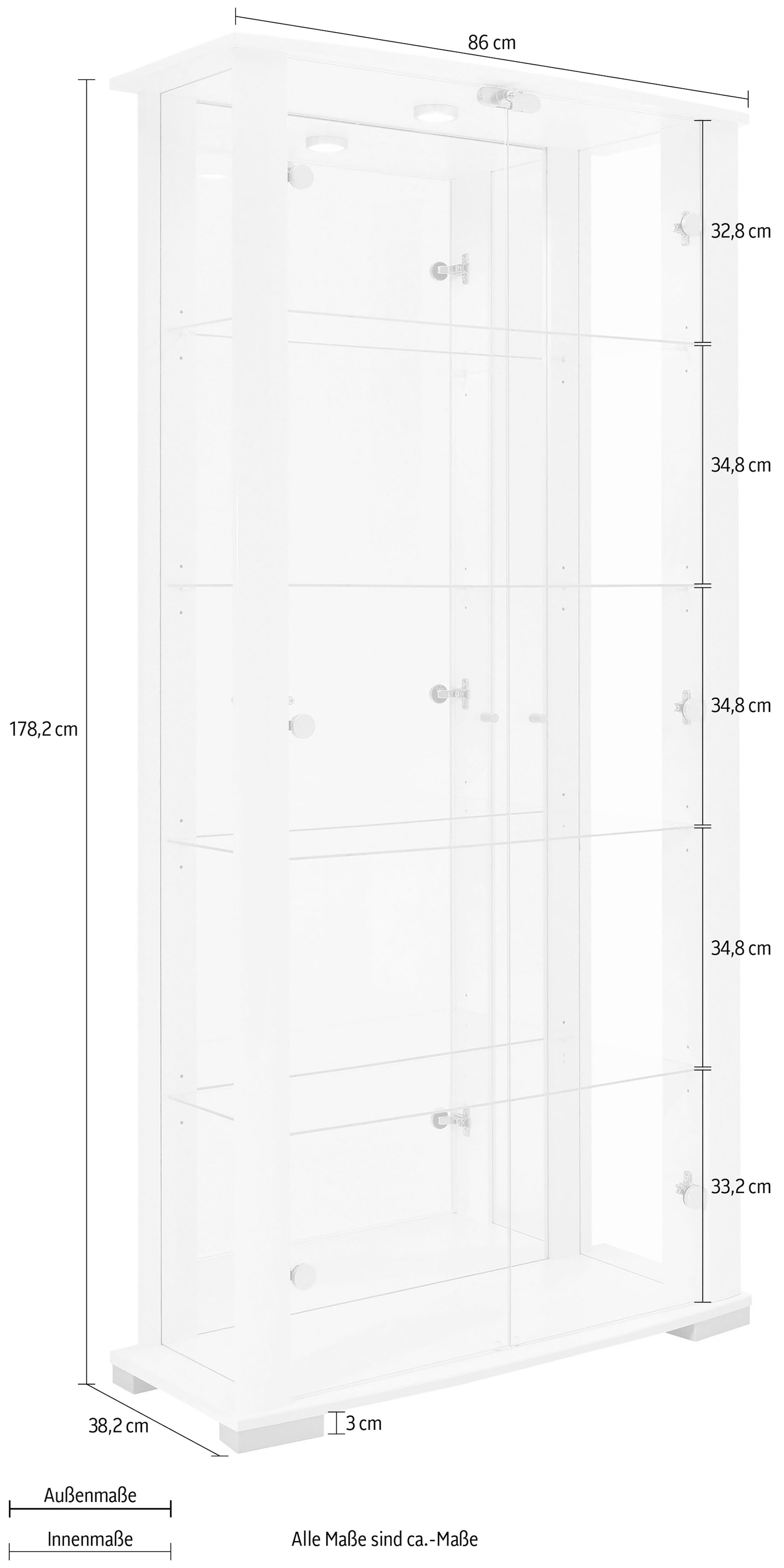 fif möbel Vitrine »STELLA«, Standvitrine/Glasvitrine 2x Glastür,perfekt für Sammler,Sammlervitrine