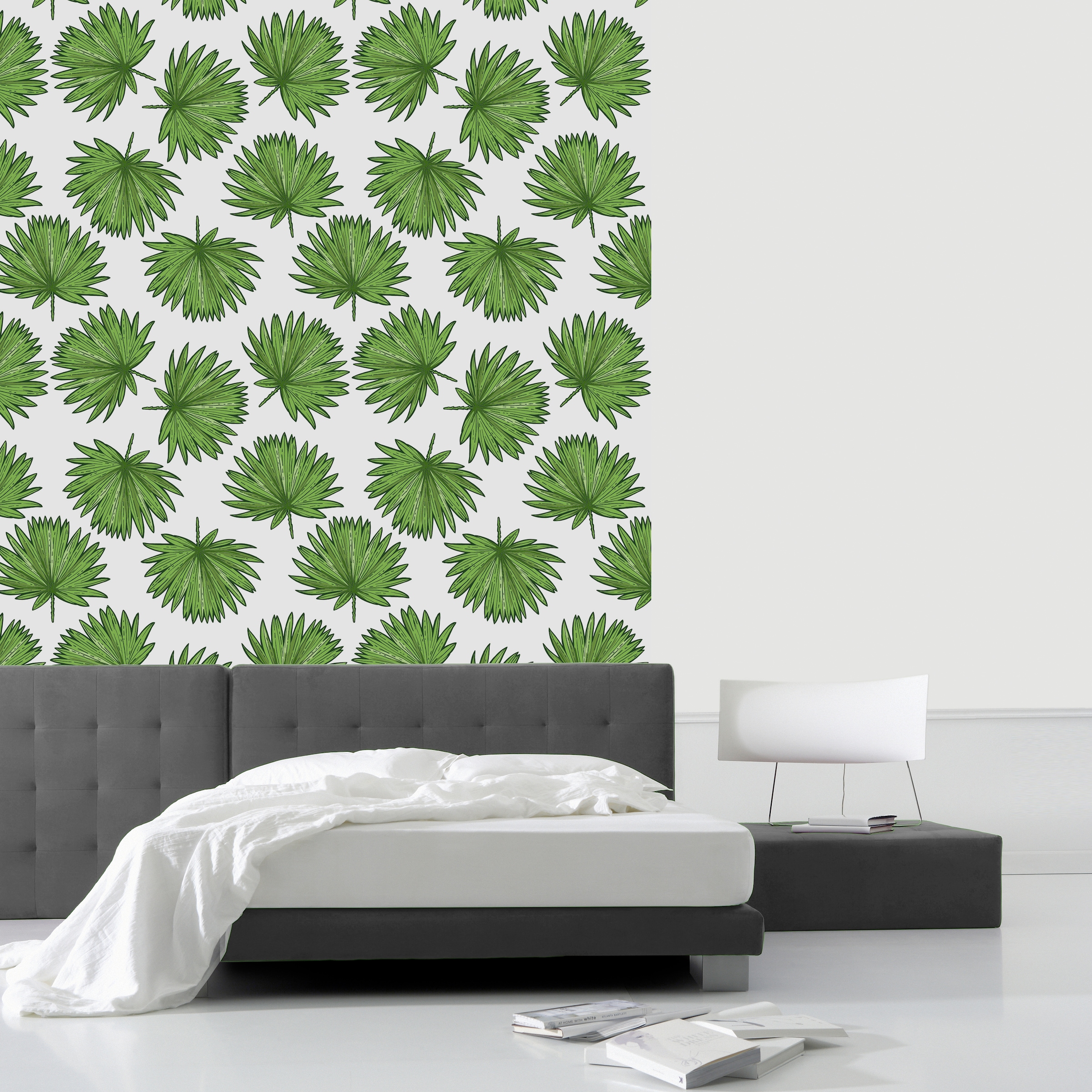queence Vinyltapete »Tropische Blätter-Grün«, bedruckt-Motiv-botanisch-floral-gemustert-natürlich, 90x250cm, selbstklebend, kinderleichte Anbringung, Sticker