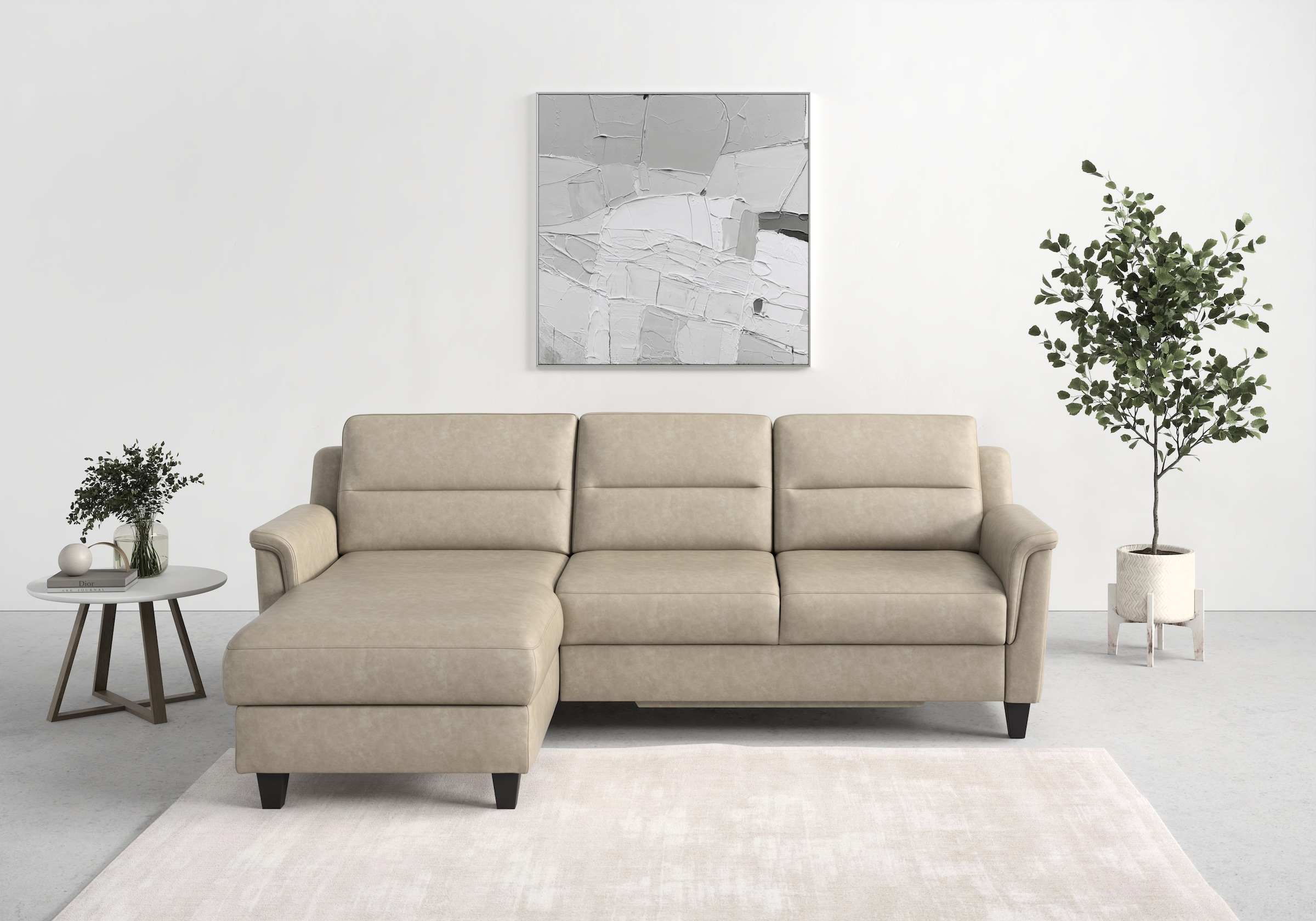 sit&more Ecksofa »Farö L-Form«, inklusive Federkern, wahlweise mit Bettfunktion und Bettkasten