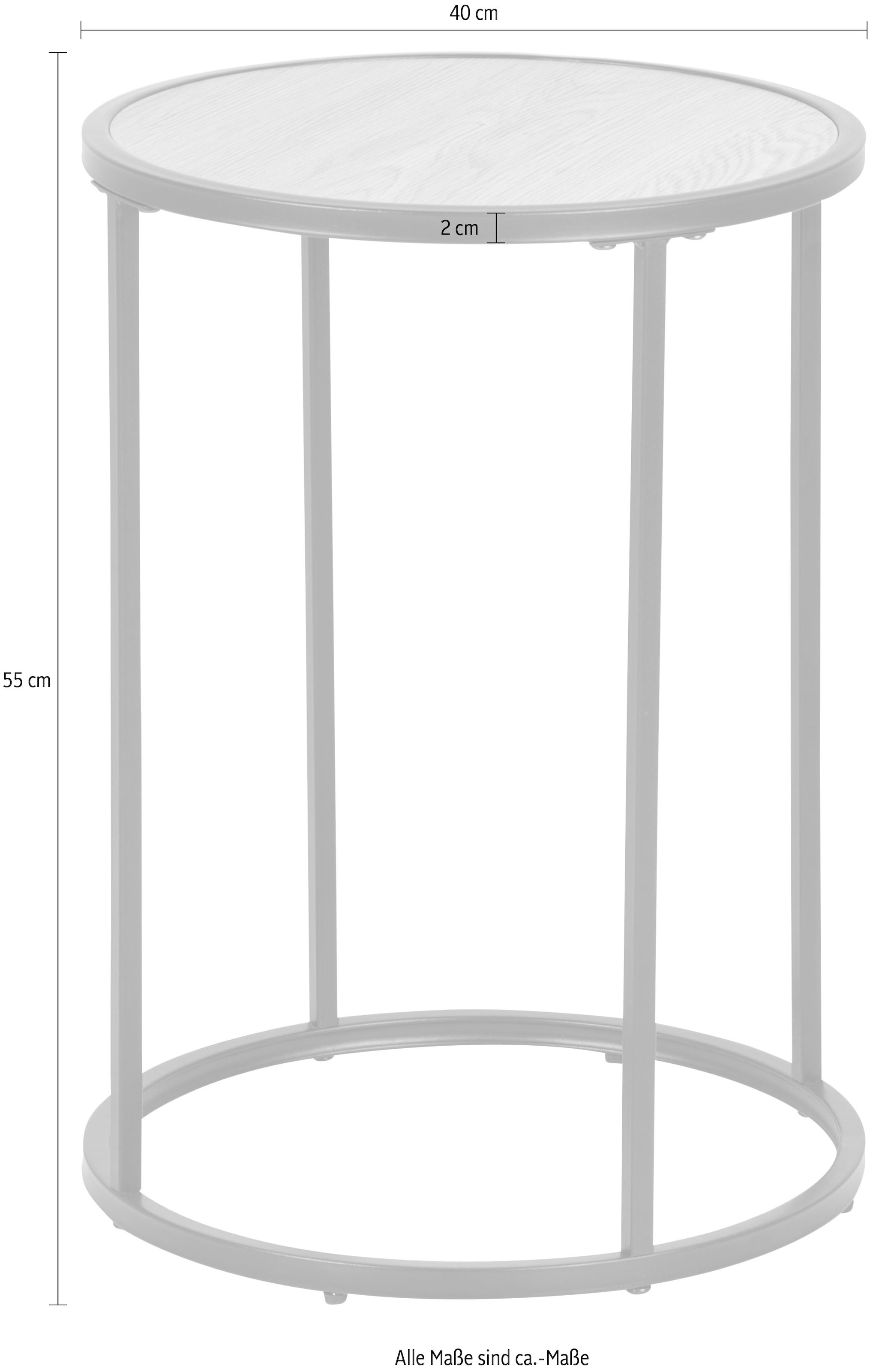 ACTONA GROUP Beistelltisch Metallgestell im modernen Industrie-Look, rund, T: 40 x H: 55 cm