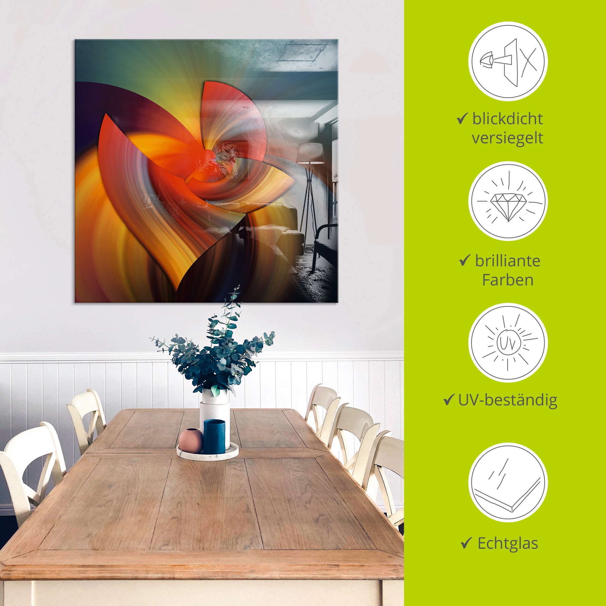 Artland Glasbild »Abstraktes in bunt« Muster 1 Stk. tlg. in verschiedenen Größen