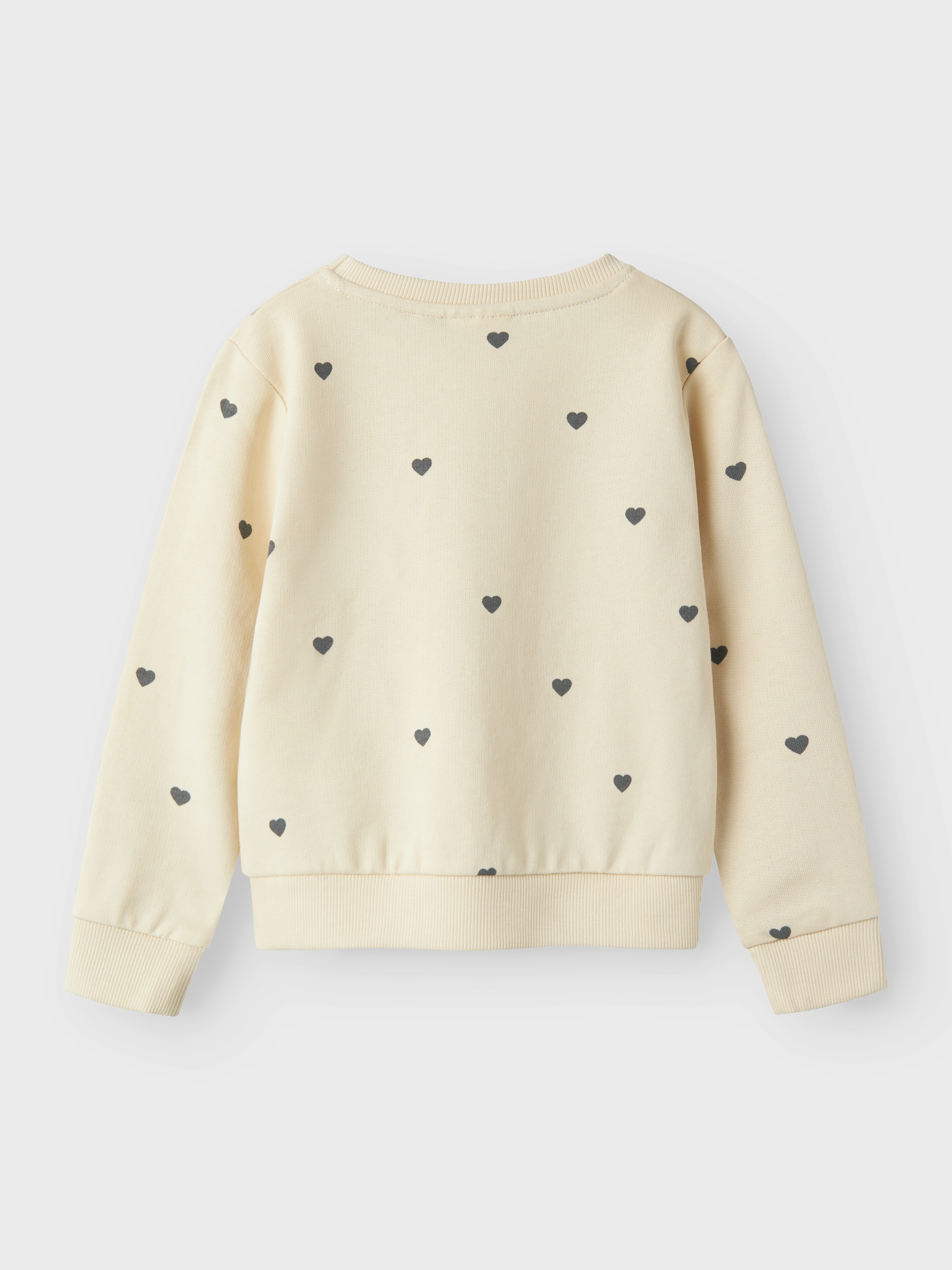 Name It Sweatshirt »NMFVALBA – Sweater mit Herzchen-Alloverdruck und Rippbündchen«, bedruckt, casual, regular fit, Sweatware, Rundhals
