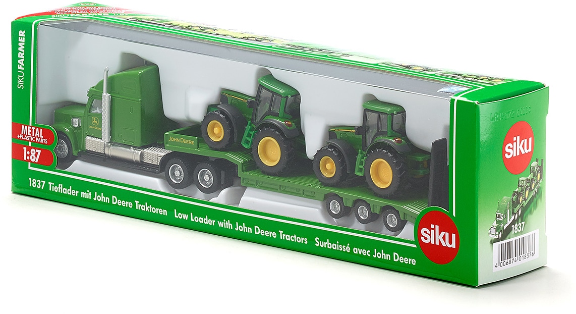 Siku Spielzeug-LKW »SIKU Farmer, Tieflader mit John Deere Trakoren (1837)«