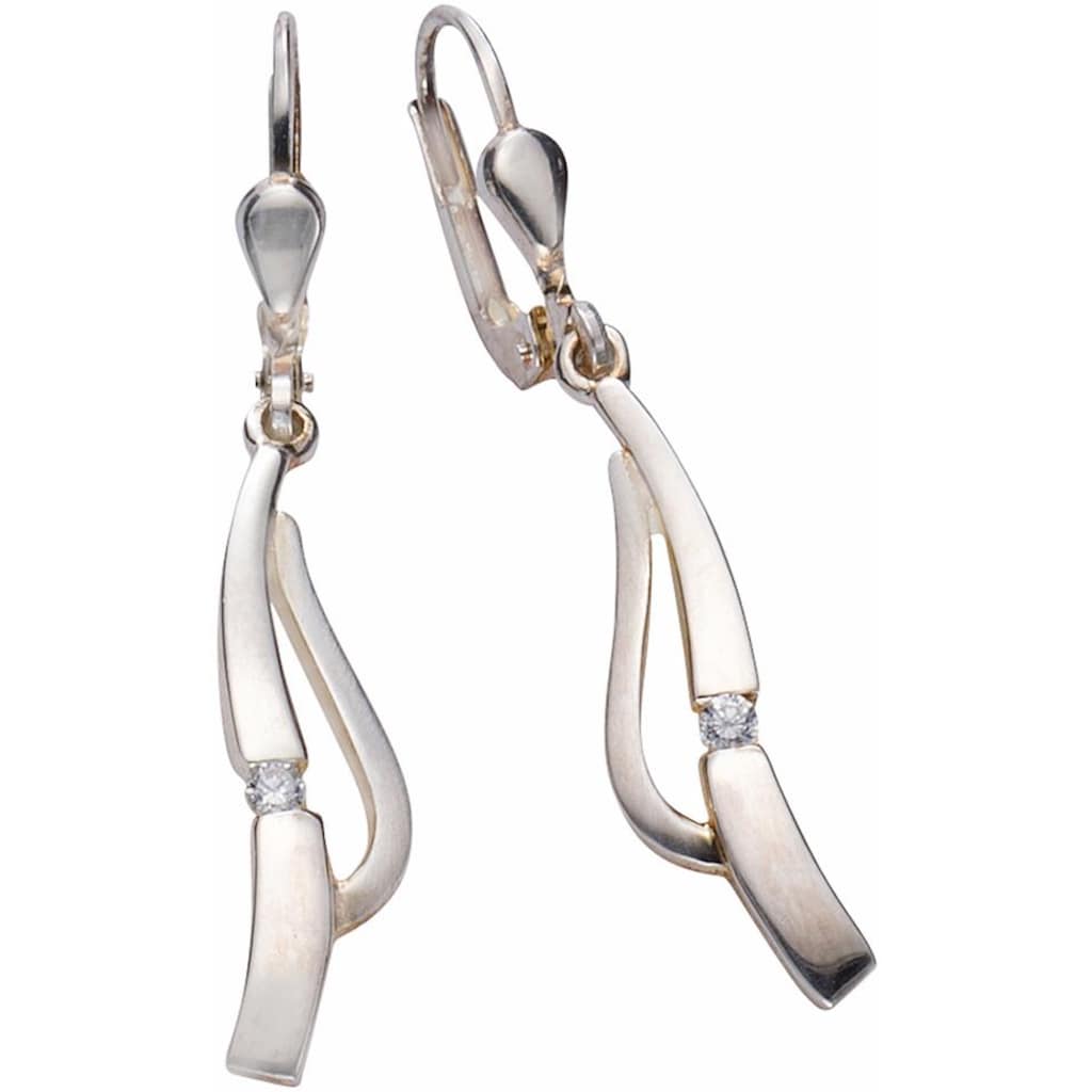 Firetti Paar Ohrhänger »Glanz matt rhodiniert geschwungen« mit Zirkonia