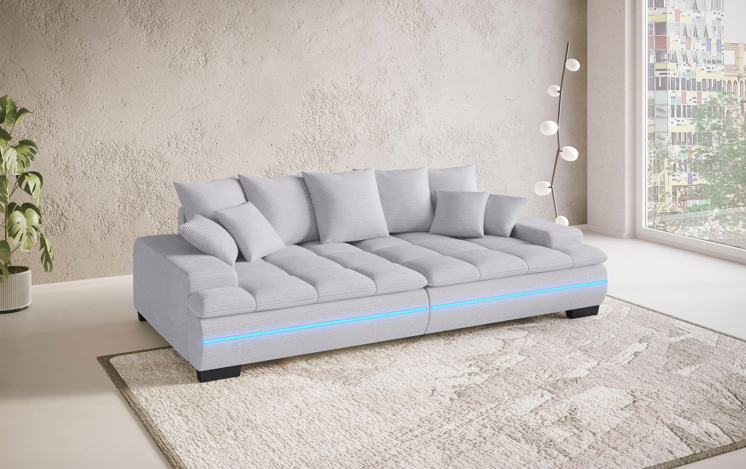 Mr. Couch Big-Sofa »Haiti II«, RGB-LED Beleuchtung, Kaltschaumpolsterung, bis 140 kg belastbar