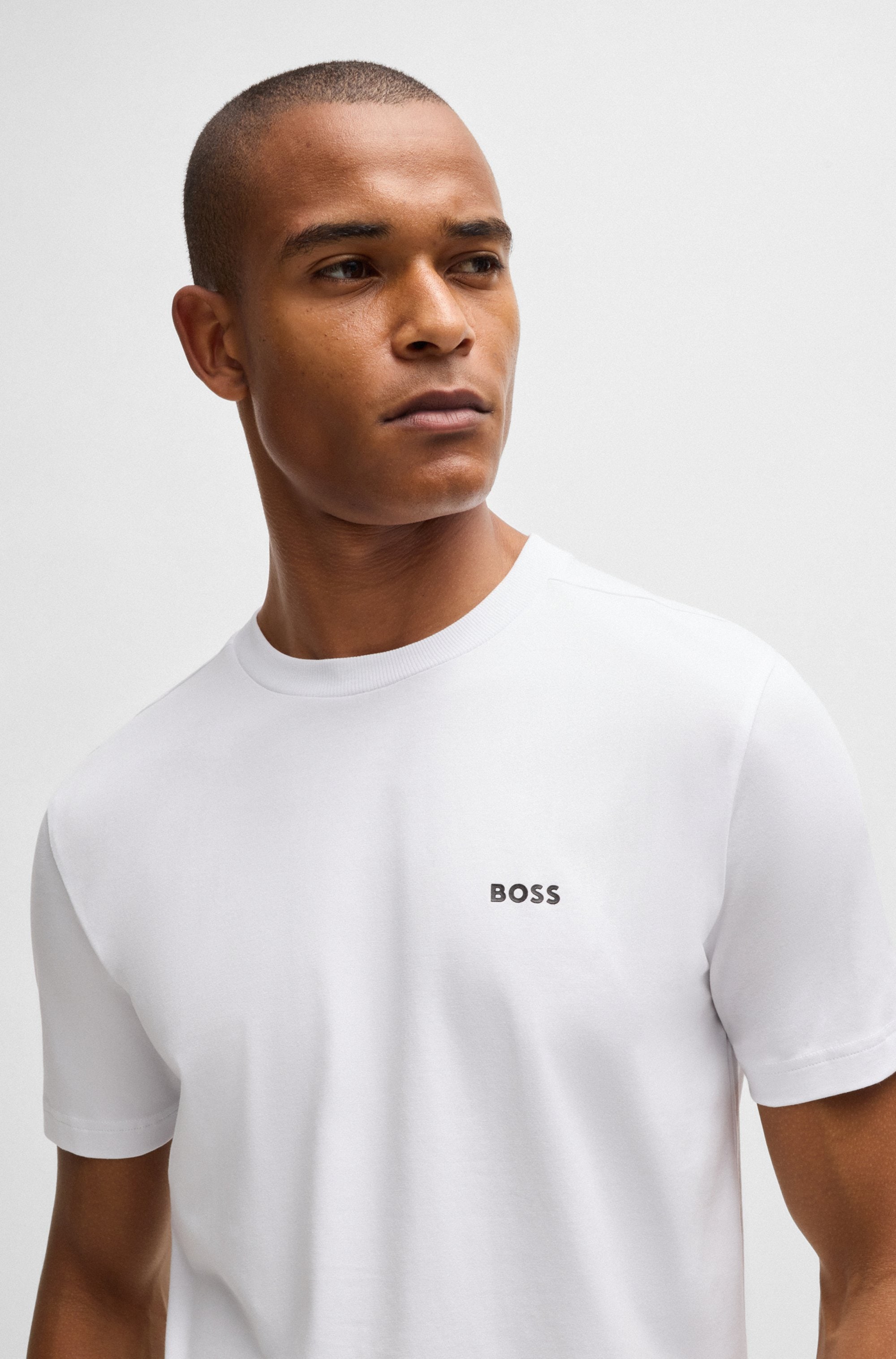 BOSS GREEN Rundhalsshirt »Tee«, mit gummiertem Kontrast-Logo