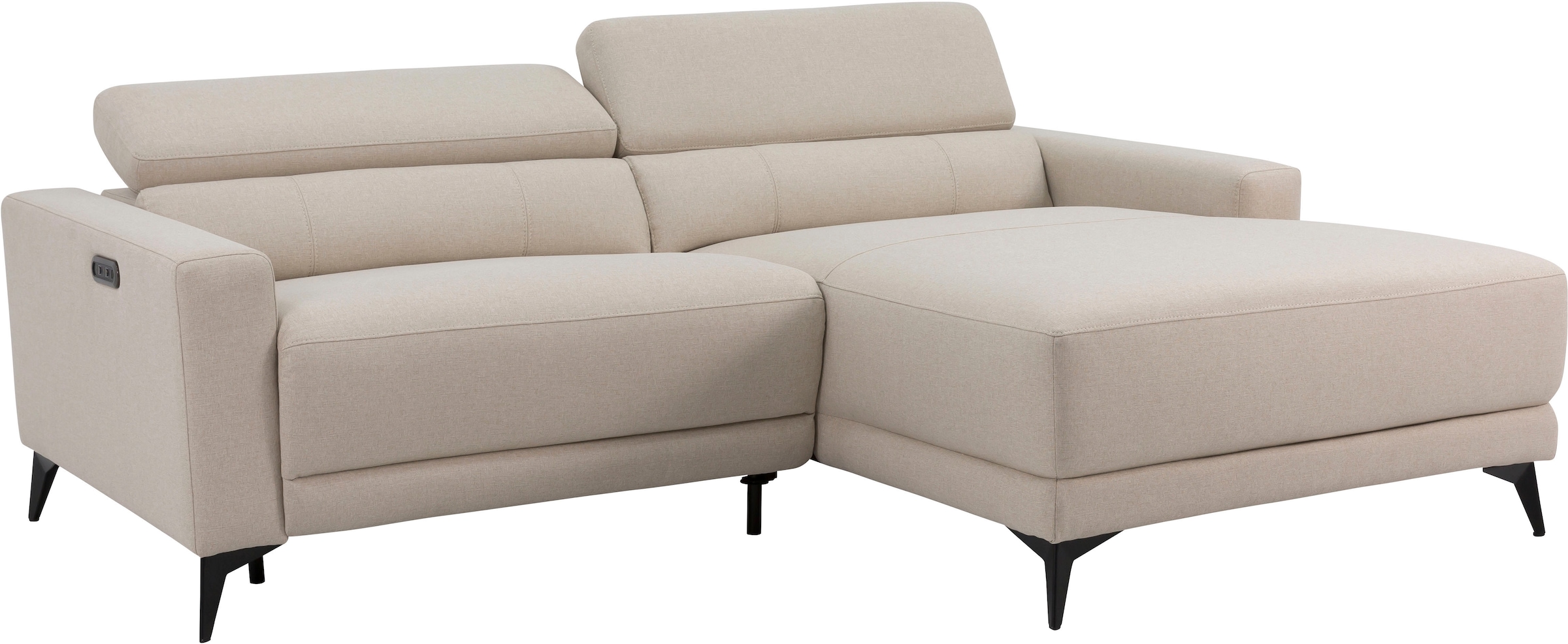 OTTO home Ecksofa »LEWII, L-Form, 213 cm - elektr. Relaxfunktion« mit USB A/C-Anschluss. Federkern, verstellbaren Kopfstützen, Webstoff