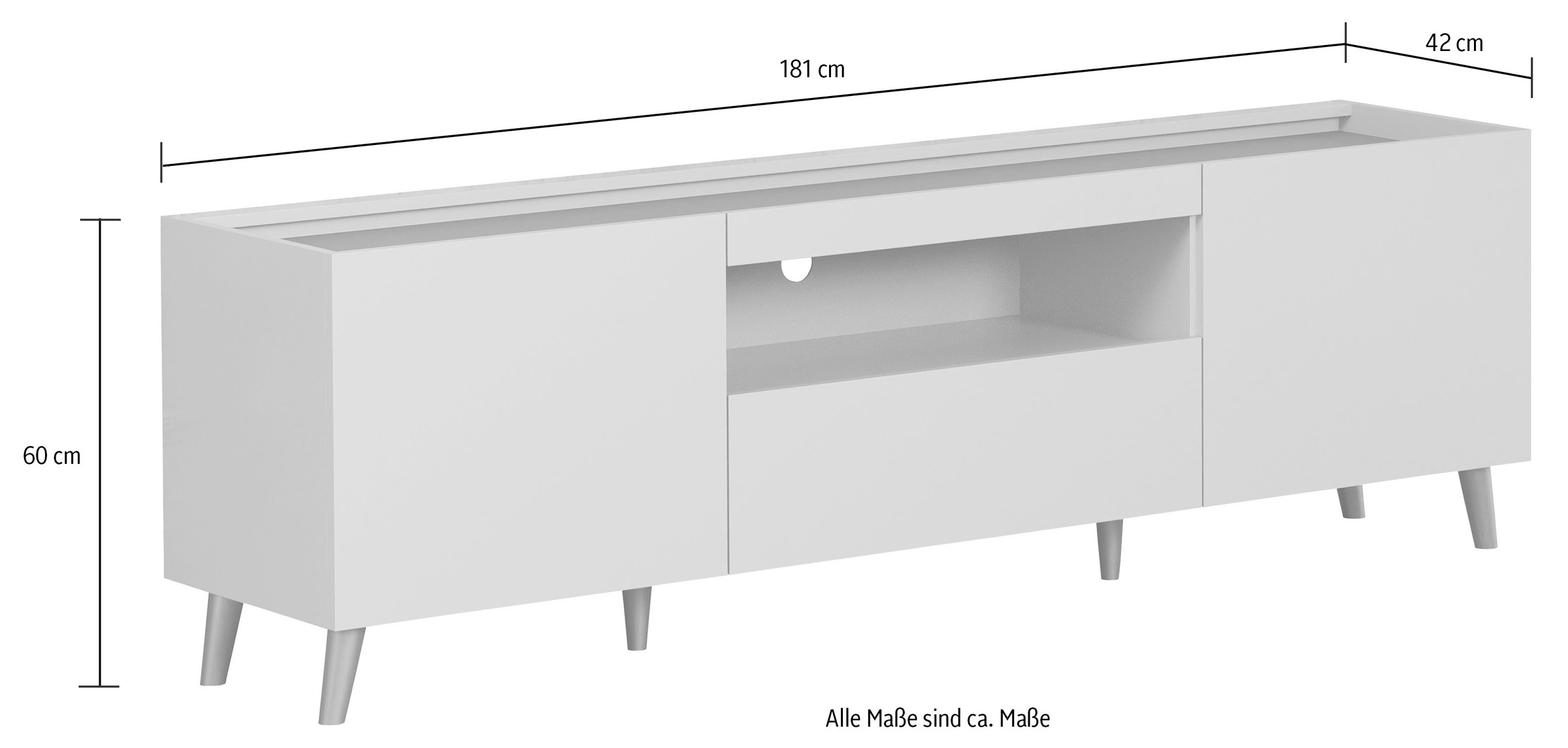 andas TV-Board »Mikkeline«, (1 St.), matt, B / H: ca. 181 / 60 cm, TV-Schrank, blau, Türkis