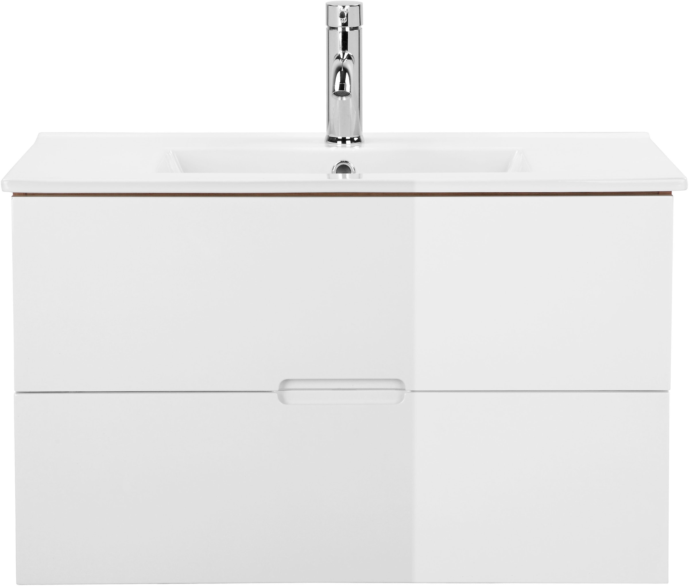welltime Badmöbel-Set »Lund Badmöbel Set Badschrank Badezimmerset«, (Komplett-Set, 3 St.), Waschtisch, Spiegelschrank und Becken Breite 80cm