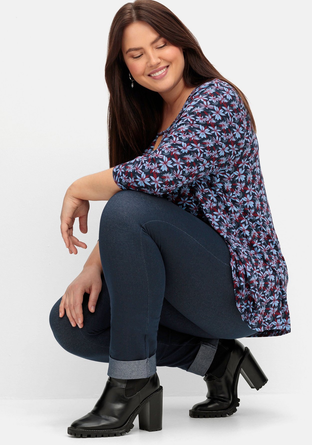 Sheego Leggings »Leggings mit fixiertem Aufschlag am Saum«