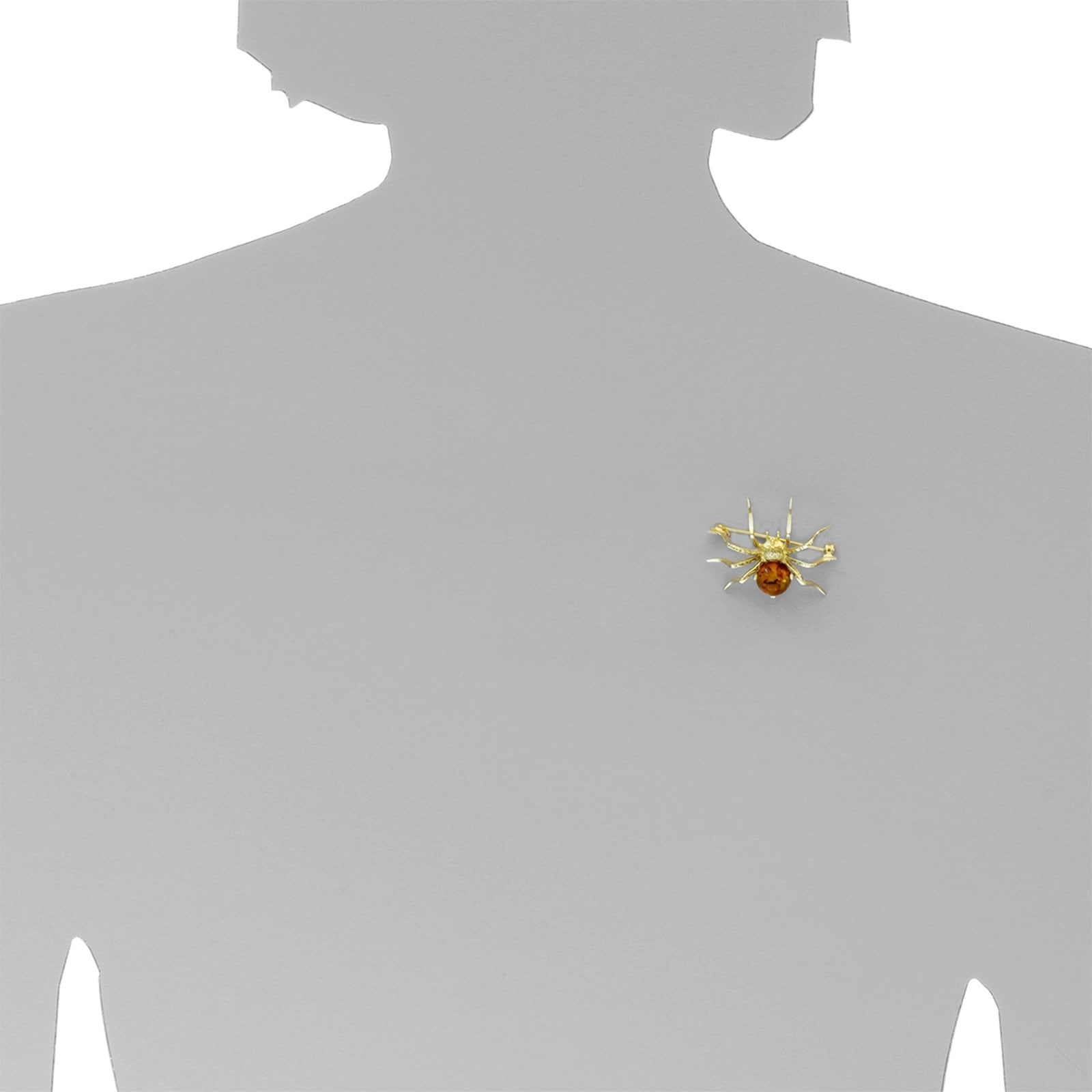 OSTSEE-SCHMUCK Brosche »- Spinne 40 x 36 mm - Silber 925/000, vergoldet - Bernstein«