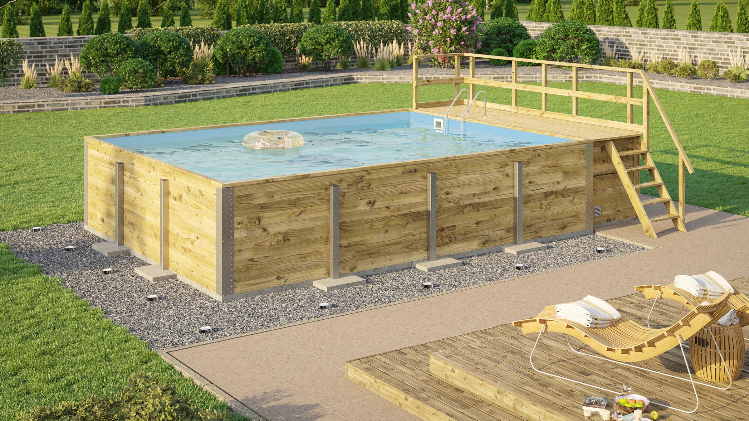 weka Rechteckpool »595 Gr. 2 mit Sonnendeck und Technikraum«, (Set, 10 tlg.), BxLxH: 416x644x116 cm