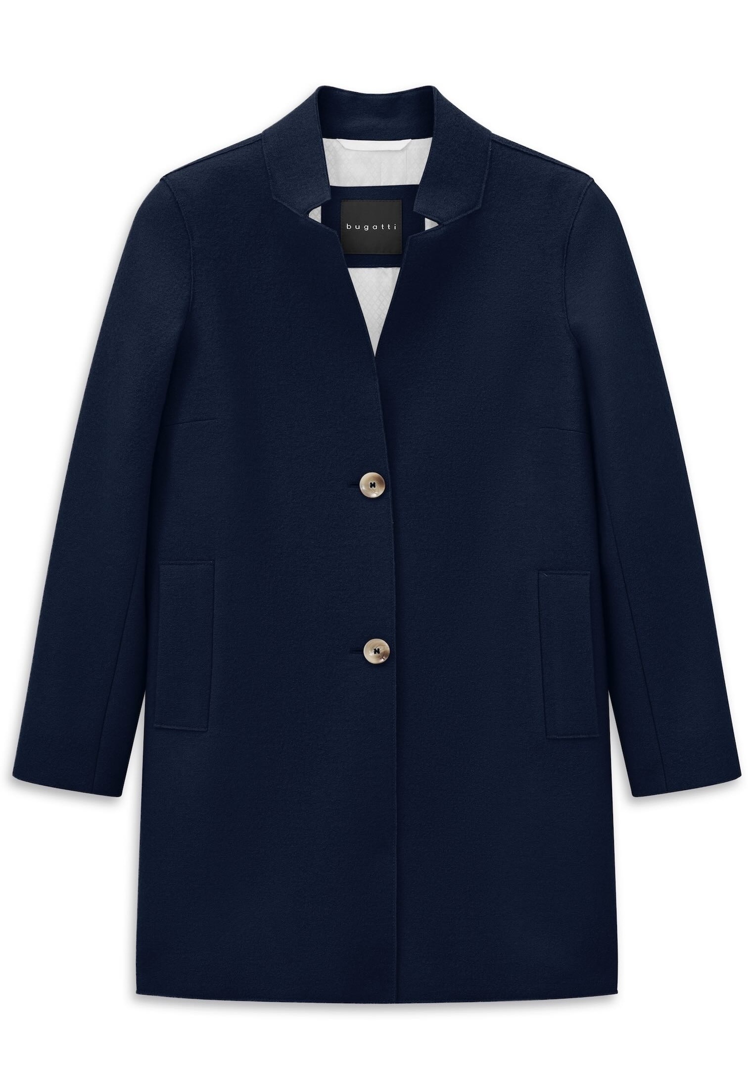 bugatti, Damen, Wollmantel »Regular Fit« aus reiner italienischer Wolle, 390-marine, 44, 390-marine, NUOVO RI-VERA - 100% italian fabric