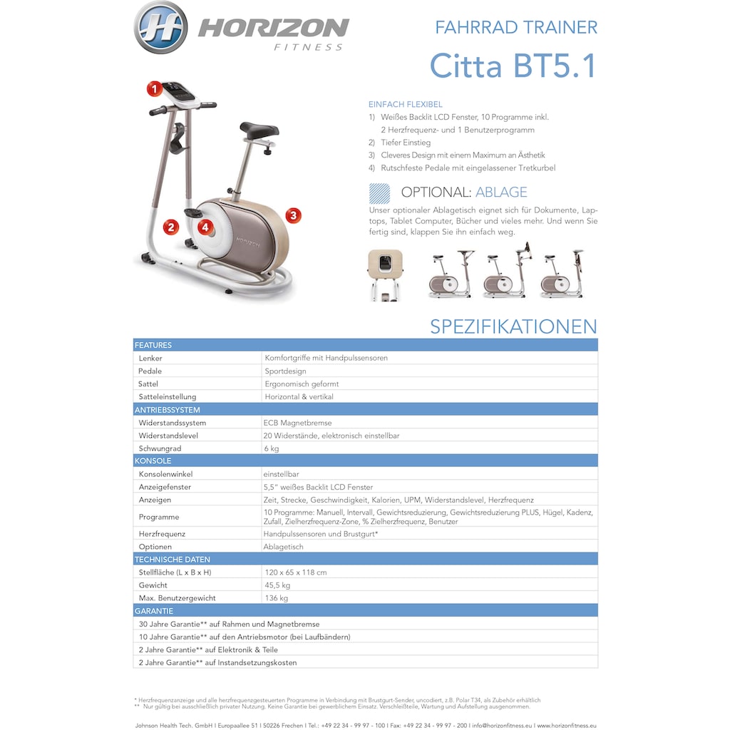 Horizon Fitness Heimtrainer »Citta BT5.1«